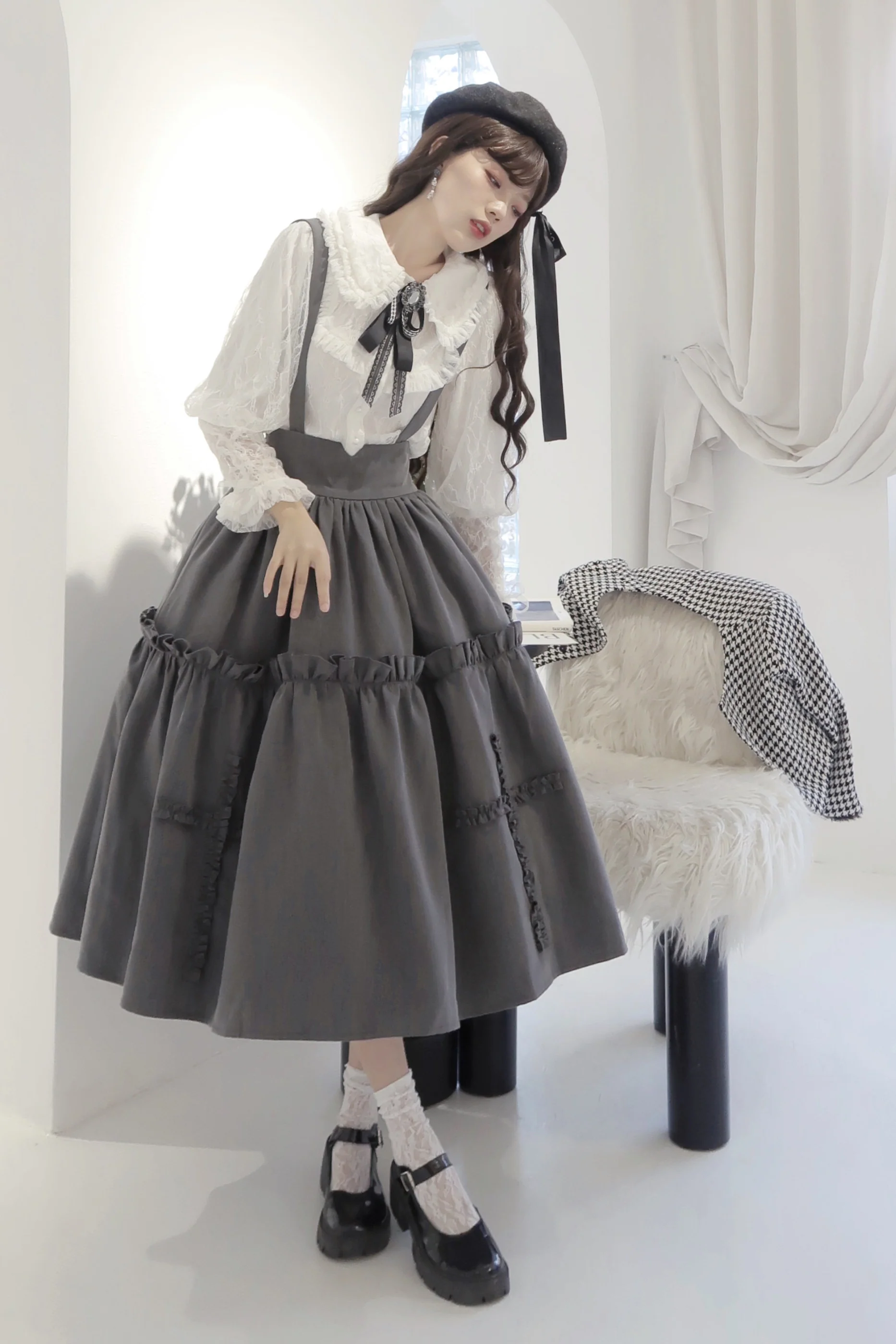 Retro Style Lolita Suspender Skirt - Image 3