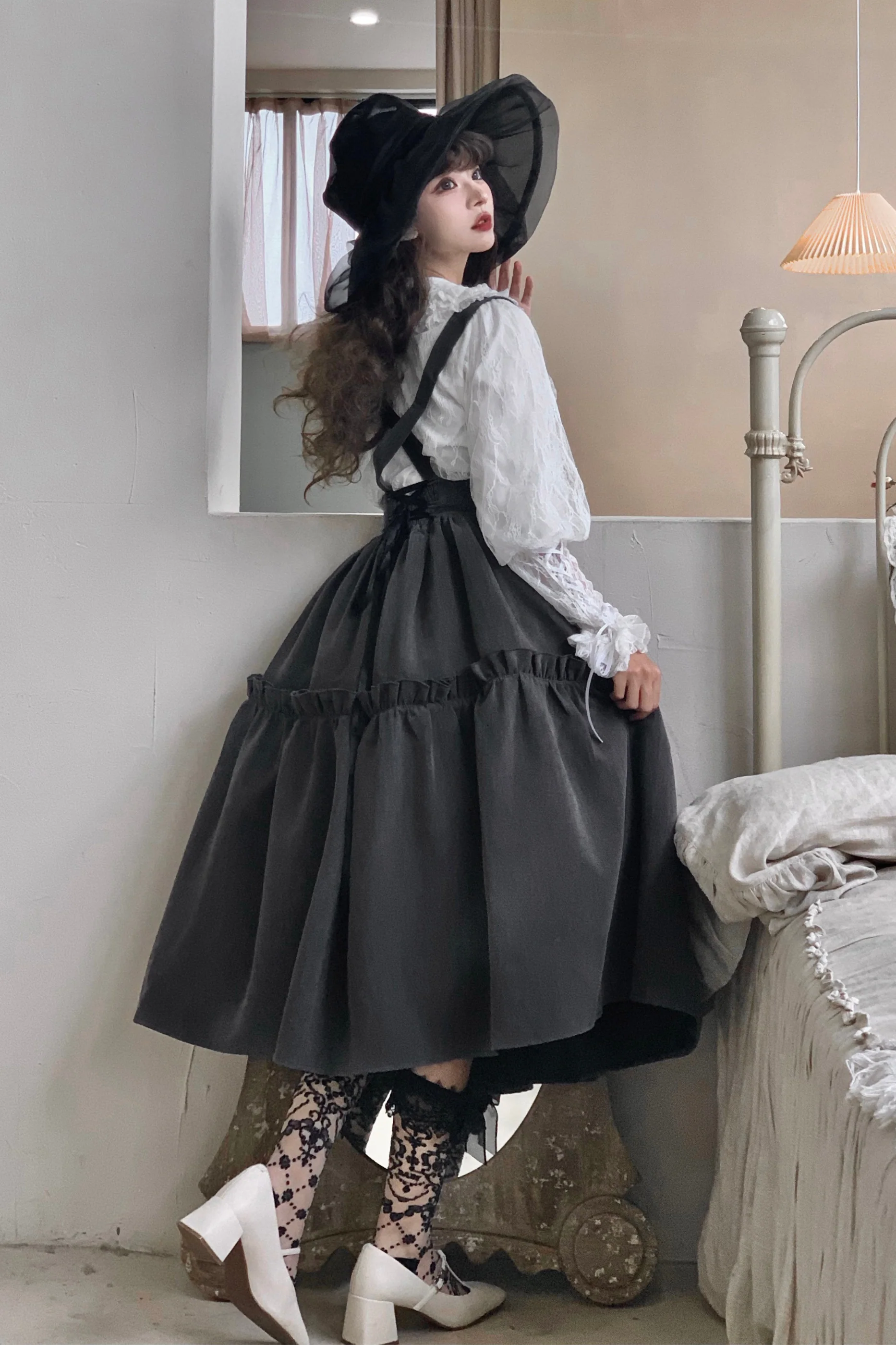 Retro Style Lolita Suspender Skirt - Image 4