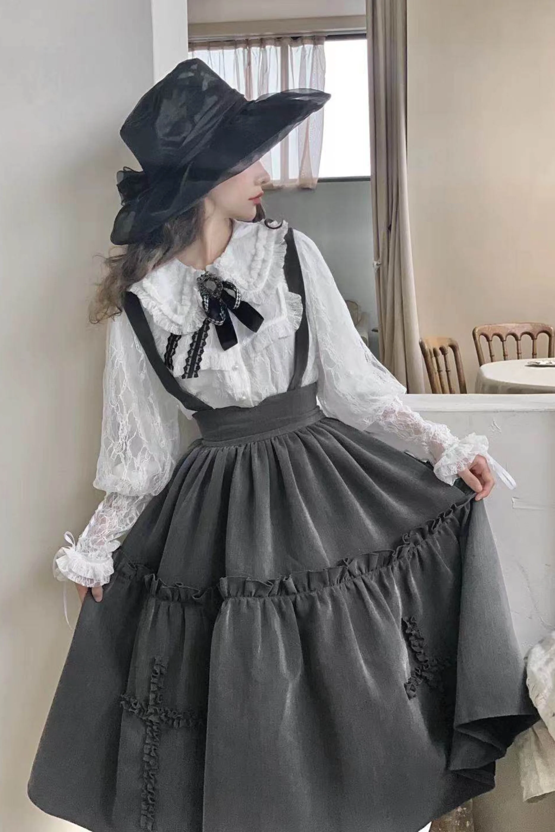 Retro Style Lolita Suspender Skirt - Image 5