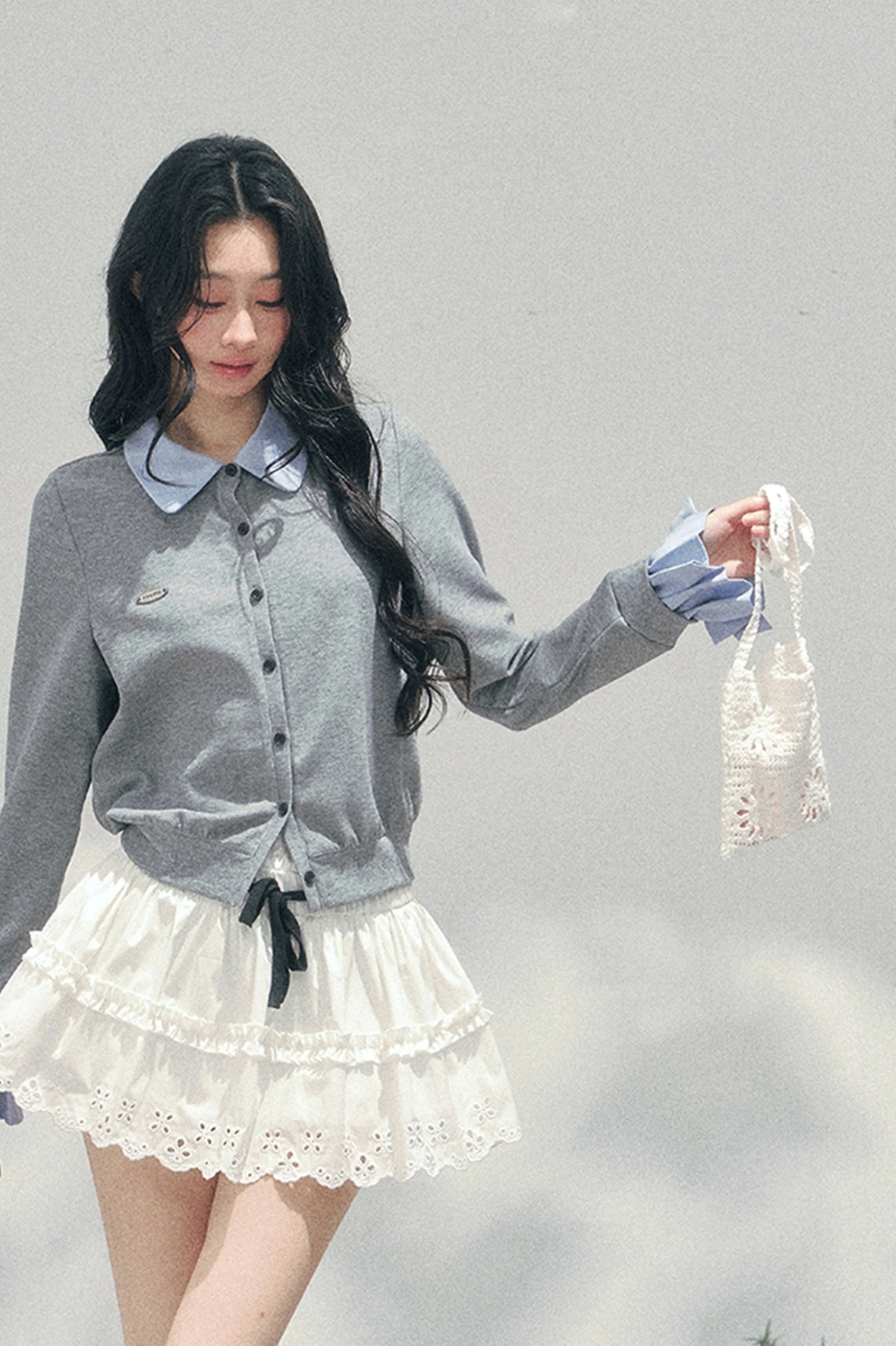 French Faux Two-Piece Polo Sweater - Image 9
