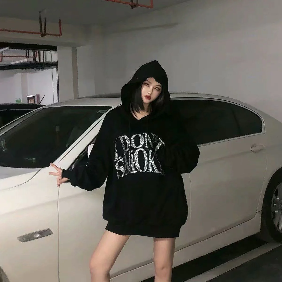 I Don't Smoke Rhinestone Hoodie - Image 4