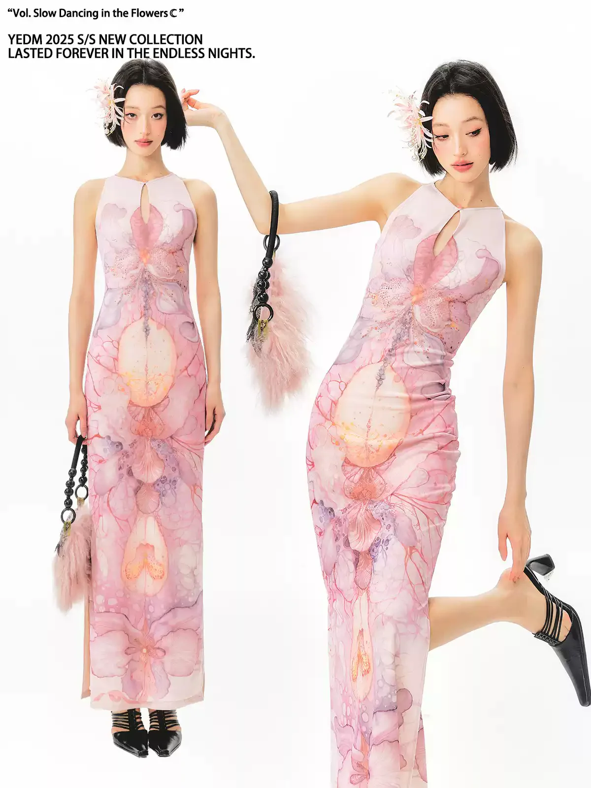 Illustrator Floral Print Cheongsam Dress - Image 2
