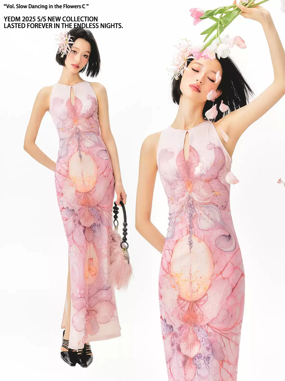 Illustrator Floral Print Cheongsam Dress - Image 3