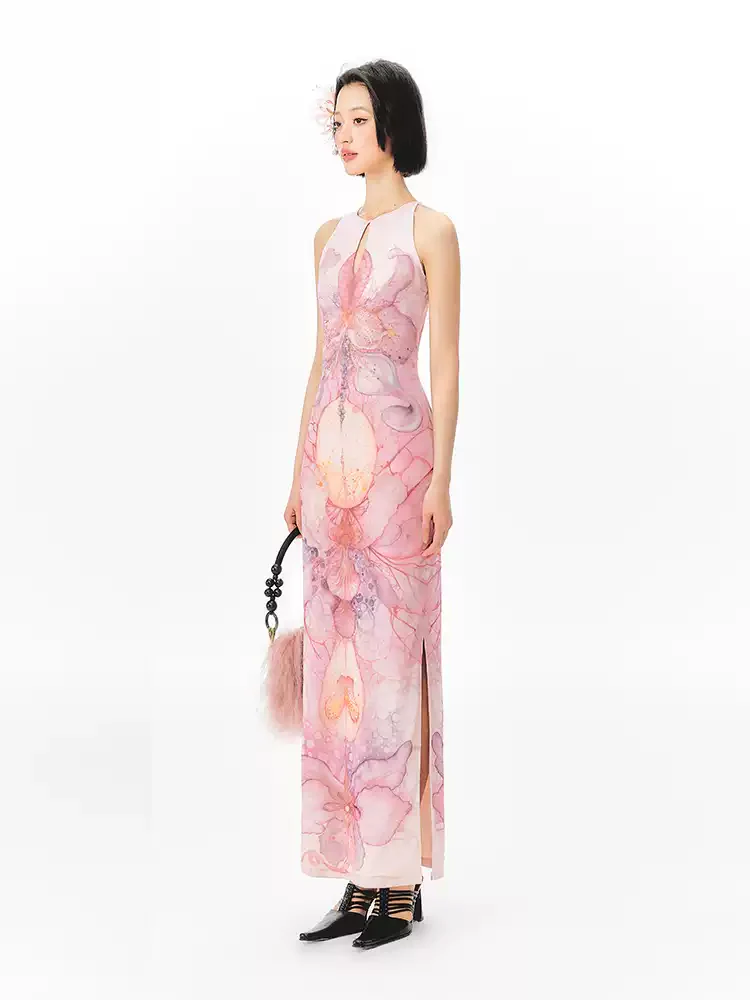 Illustrator Floral Print Cheongsam Dress - Image 4