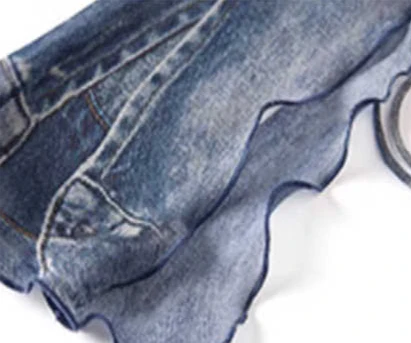 Imitation Denim Printed Straps Long-sleeved Shirt - Image 4