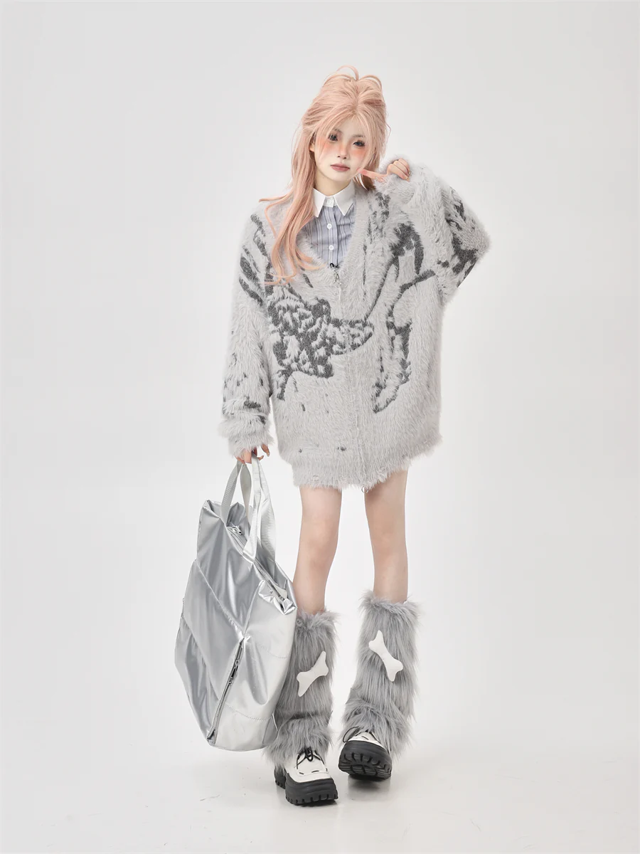 Imitation Mink Gray Cardigan - Image 2