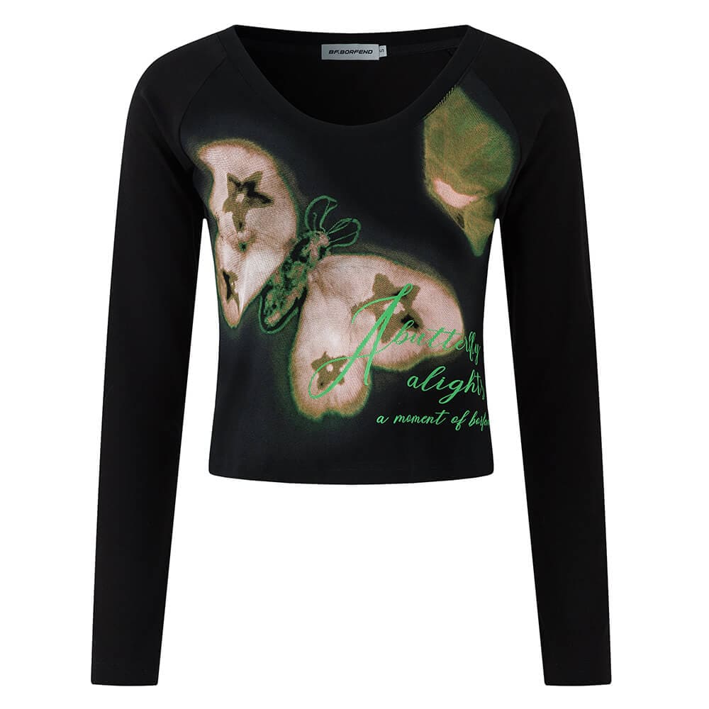 Indie Butterfly Print Long Sleeve Top - Image 3