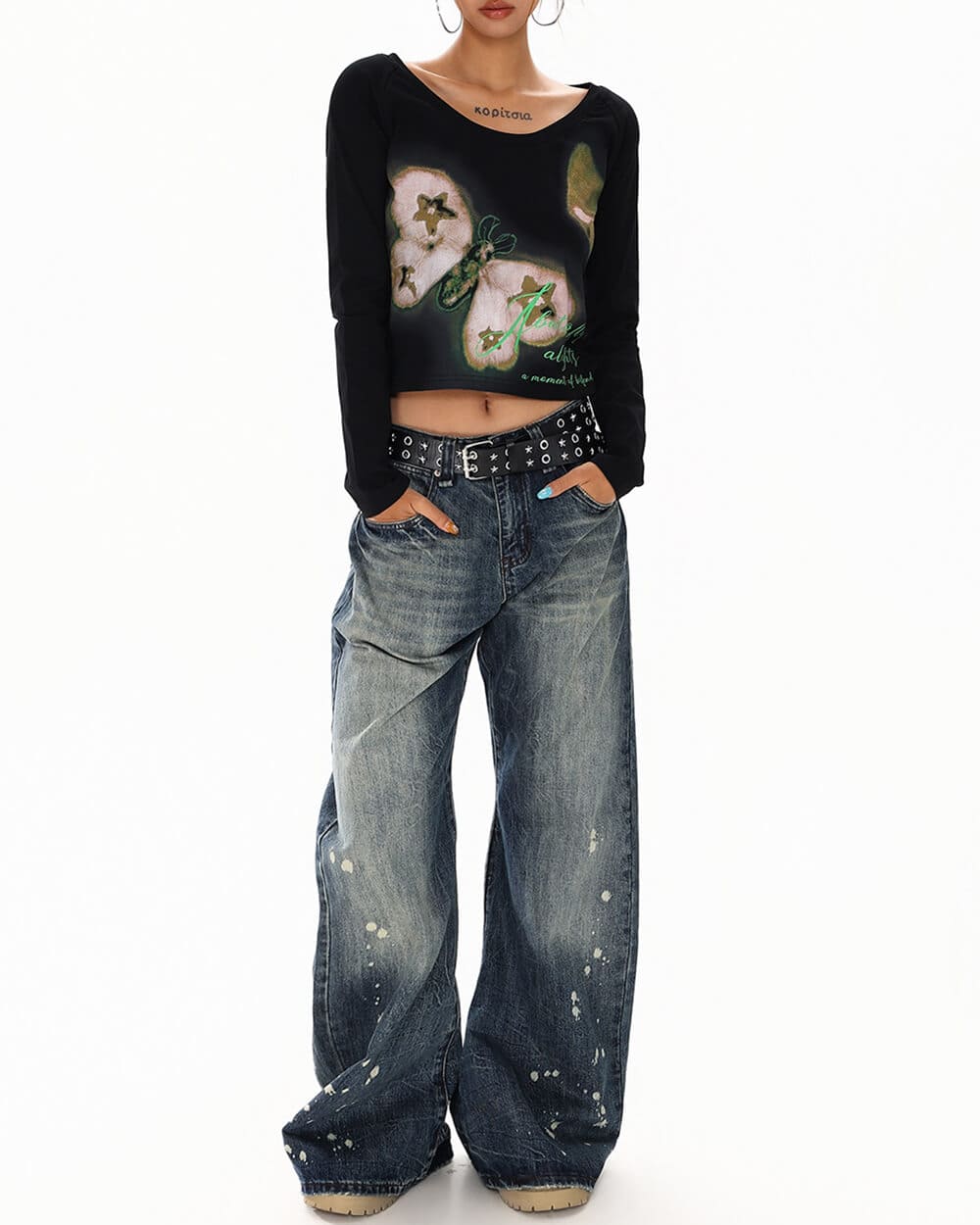 Indie Butterfly Print Long Sleeve Top - Image 8