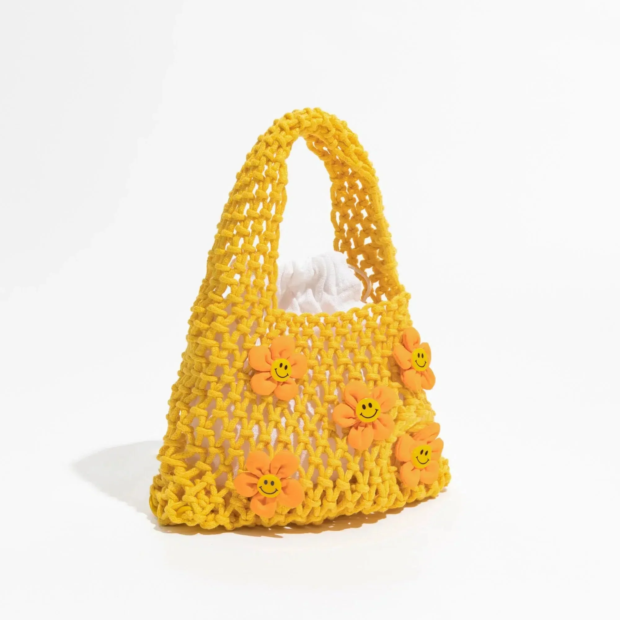 Indie Smiley Flowers Crochet Bag - Image 3