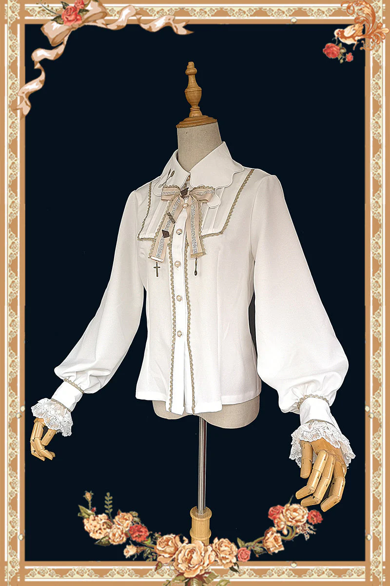 Elegant Embroidery Lapel Lolita Blouse - Image 8