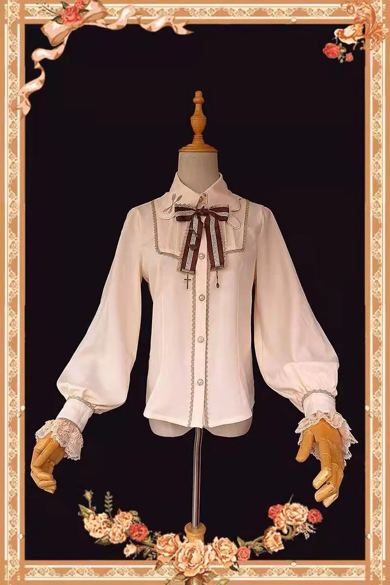 Elegant Embroidery Lapel Lolita Blouse - Image 9