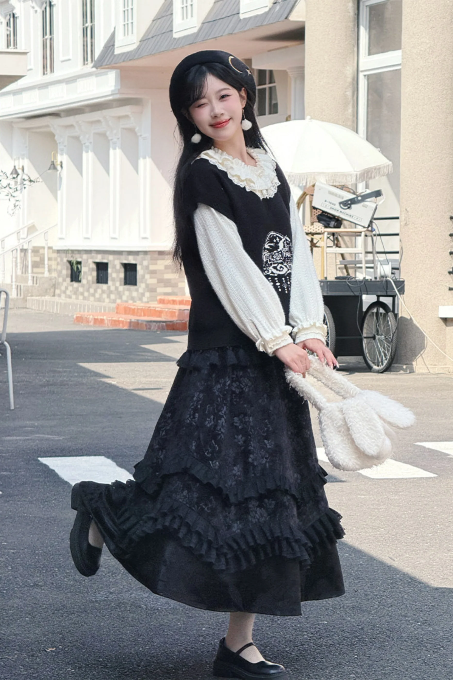 Ink Feather Jacquard Vest + Skirt - Image 2