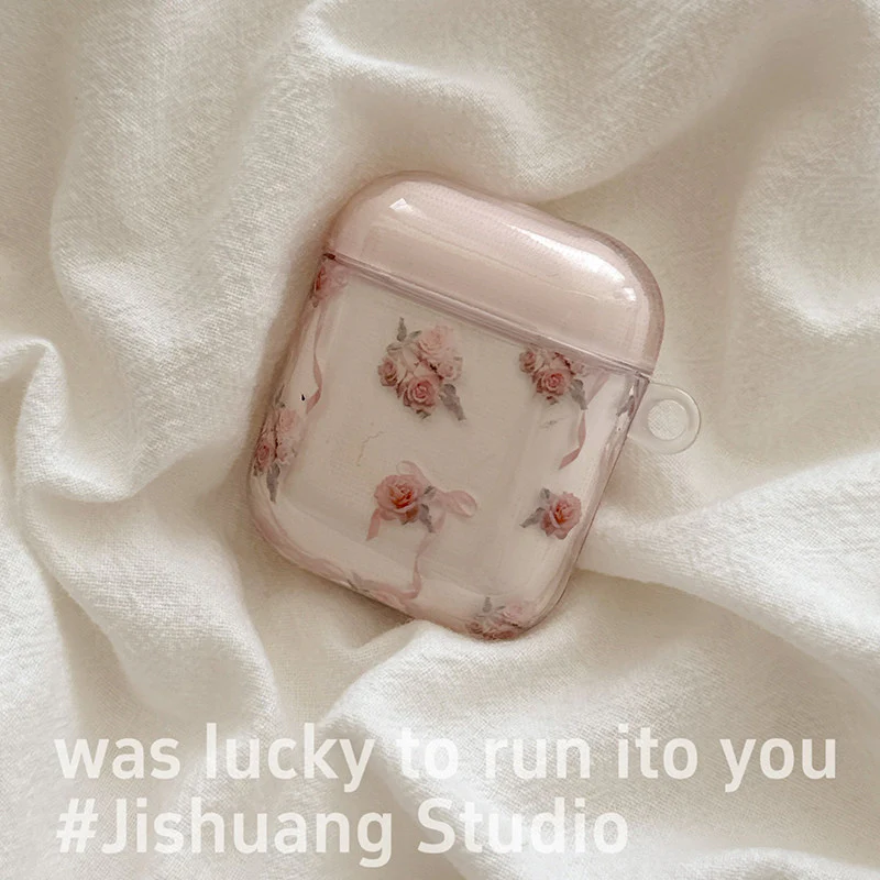Ins pink rose airpods protective cover - Image 2