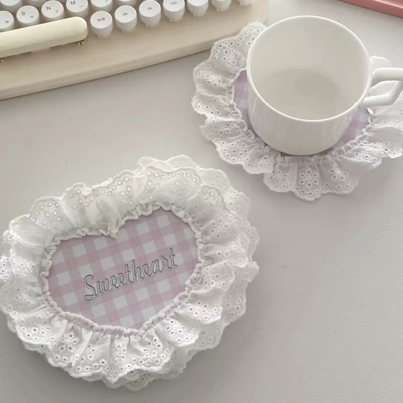 Ins plaid lace coaster - Image 2