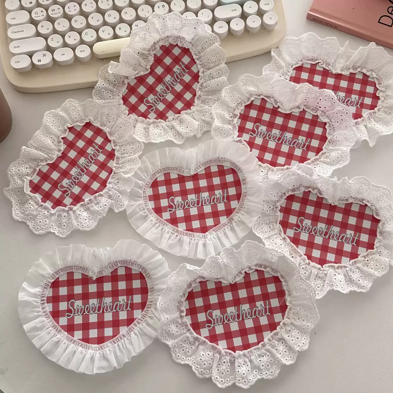 Ins plaid lace coaster - Image 3