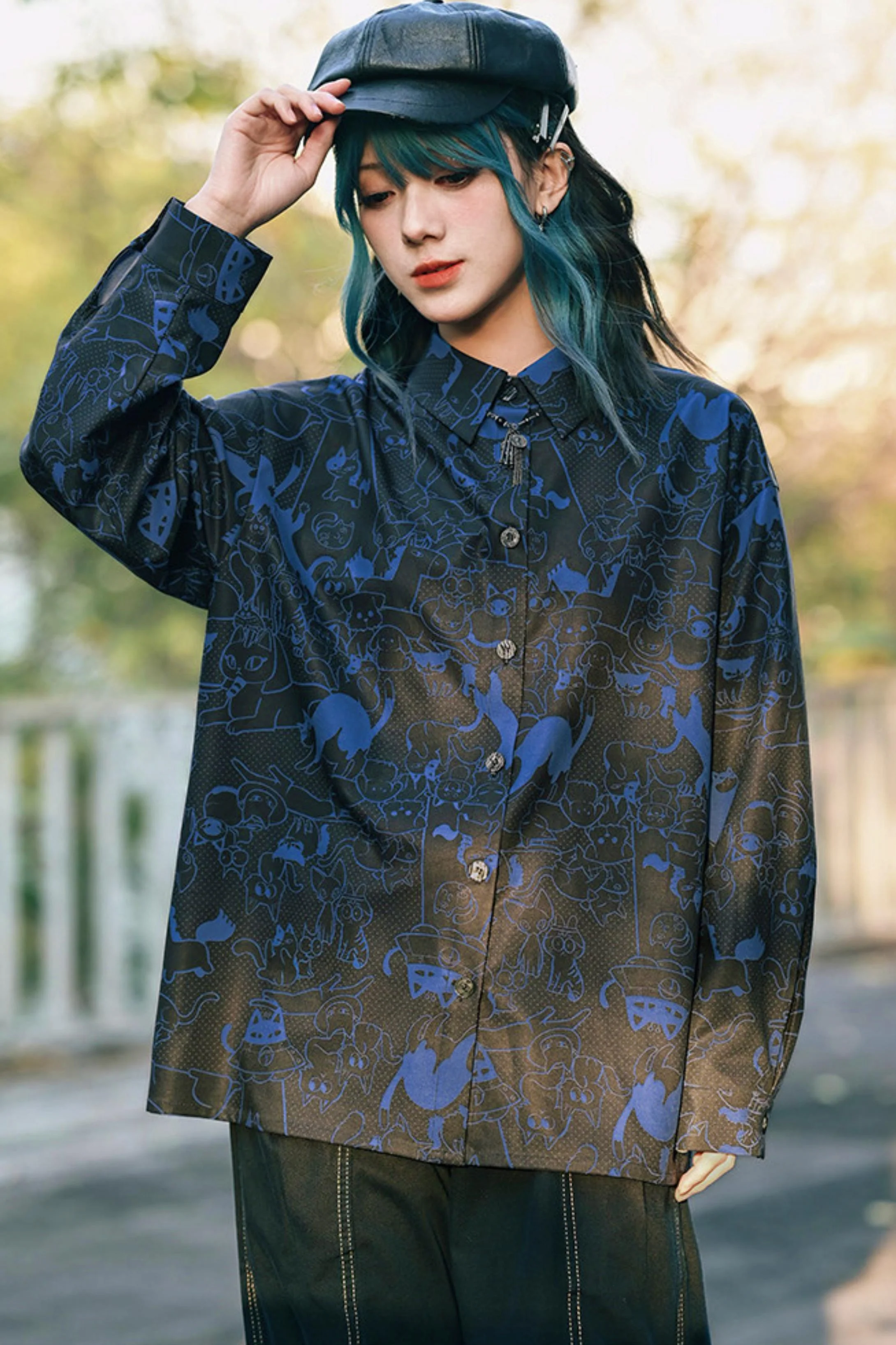 Stellar Meow Full Print Blouse - Image 16