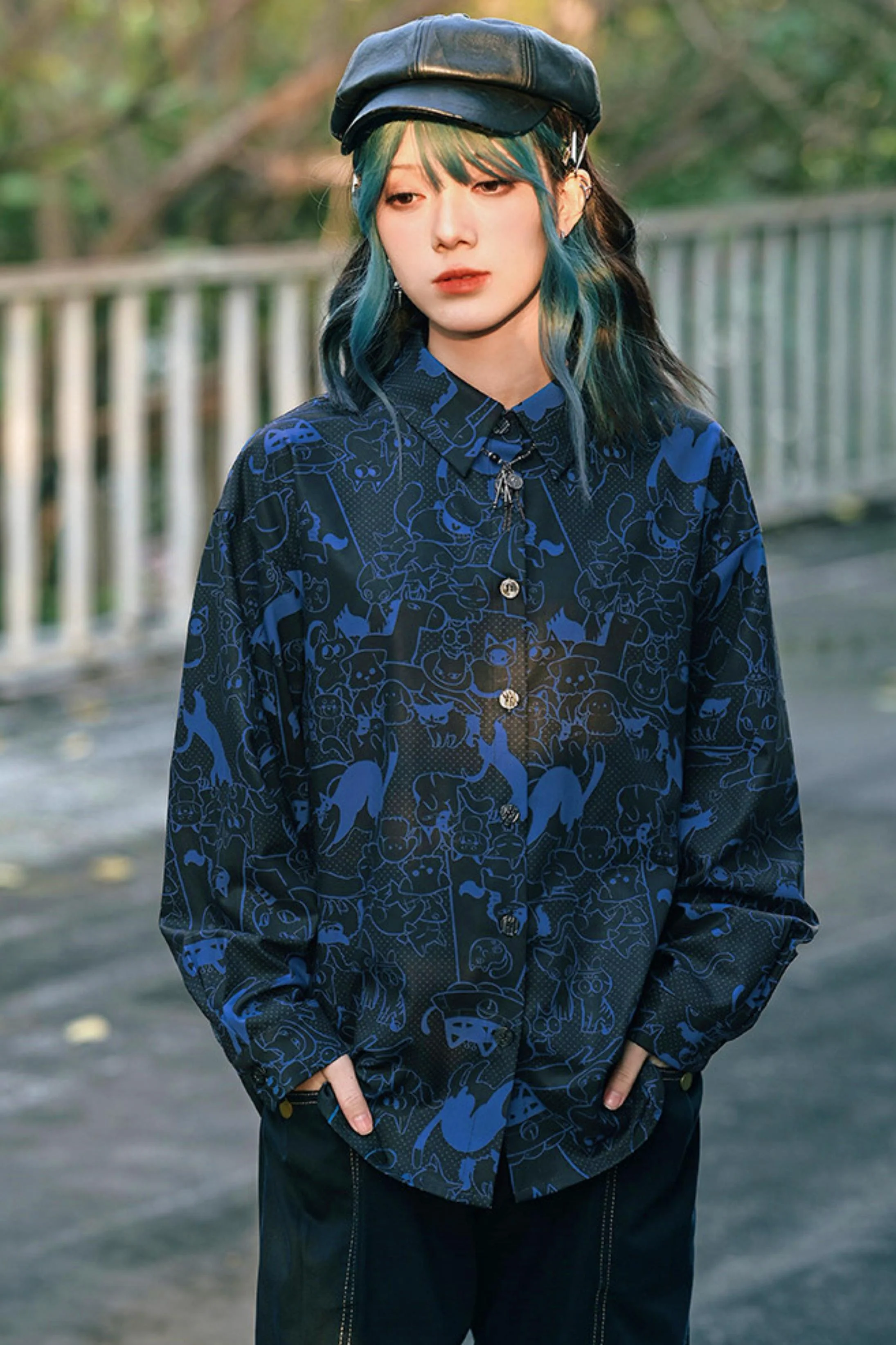 Stellar Meow Full Print Blouse - Image 19