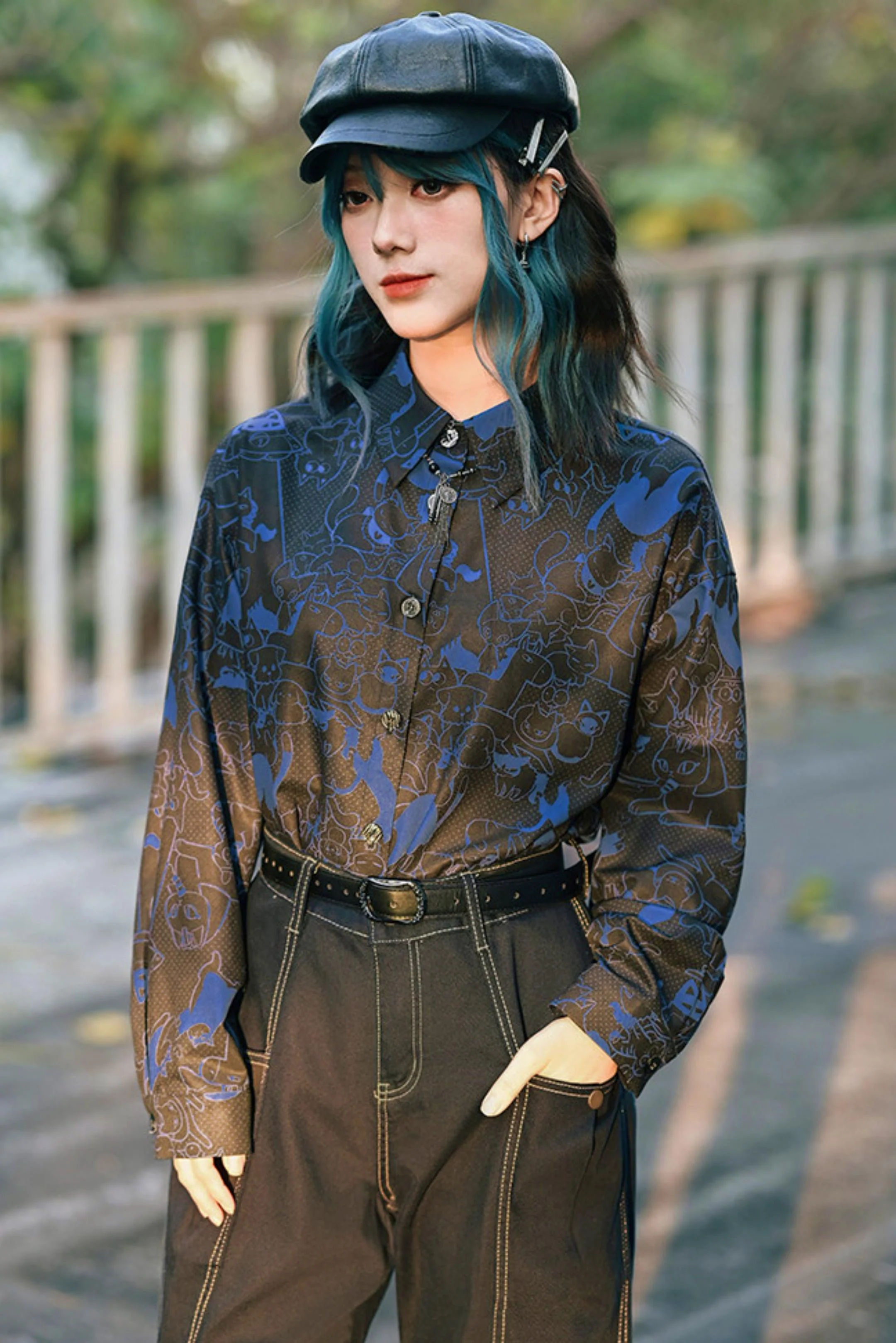 Stellar Meow Full Print Blouse - Image 20