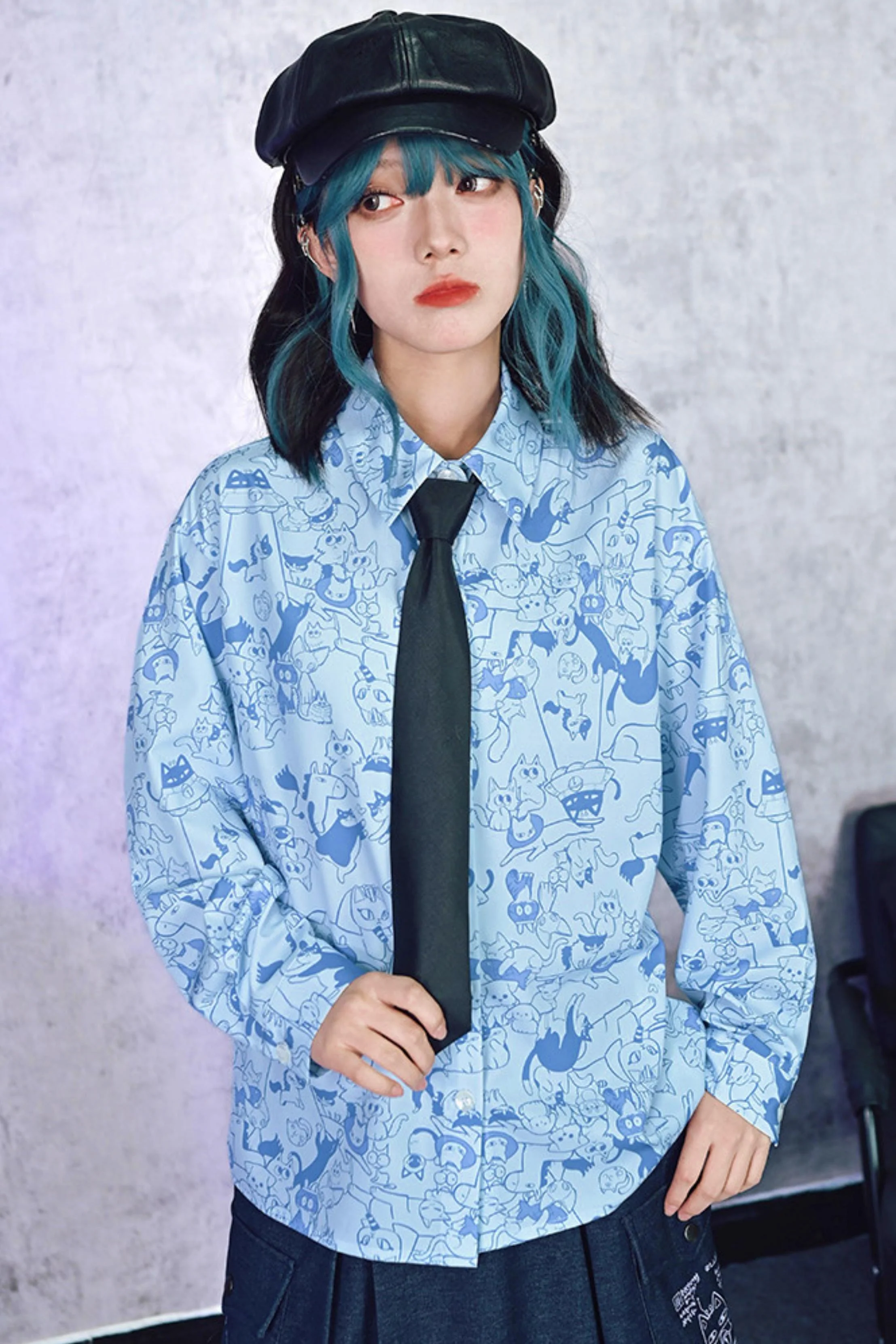 Stellar Meow Full Print Blouse - Image 3