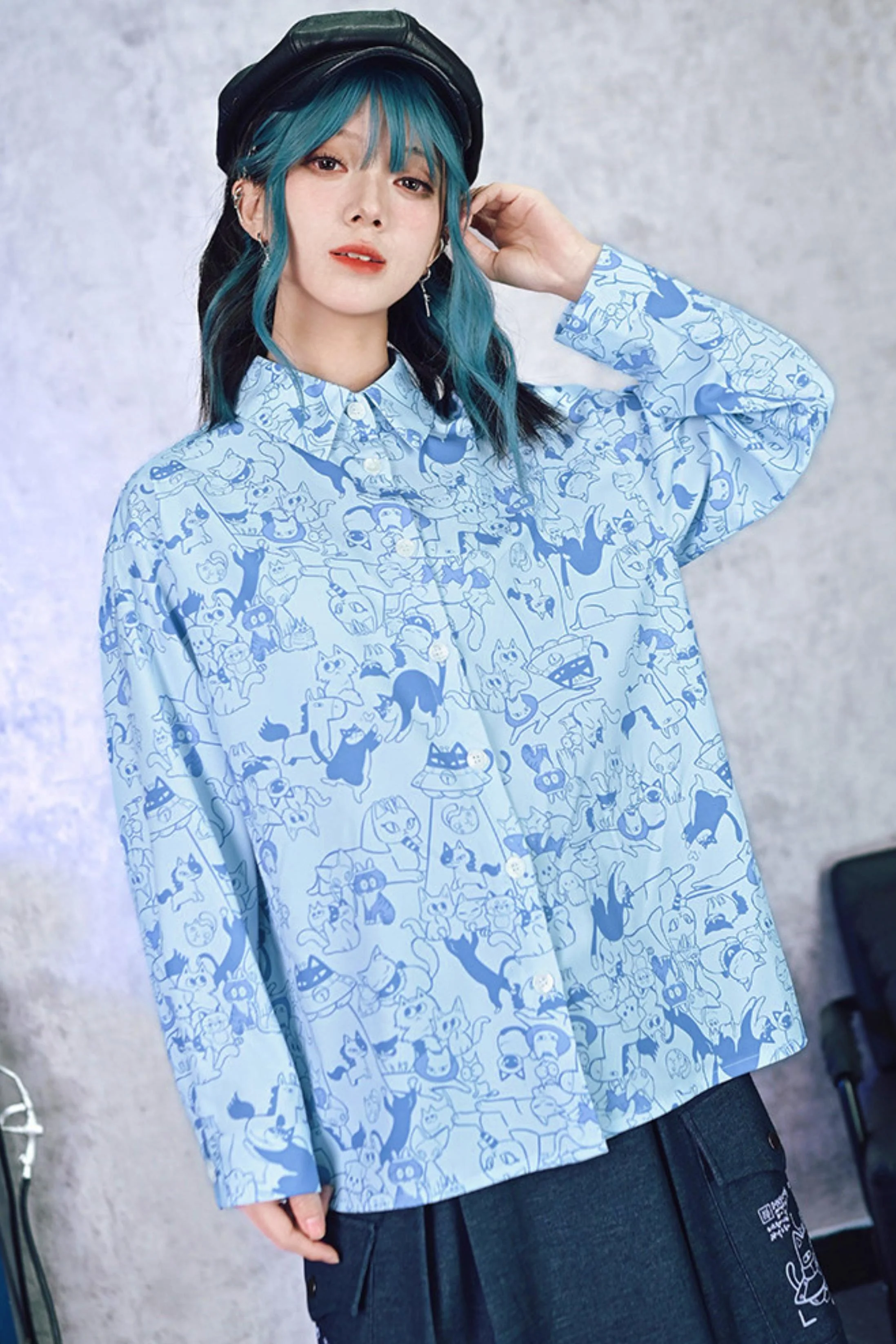 Stellar Meow Full Print Blouse - Image 33