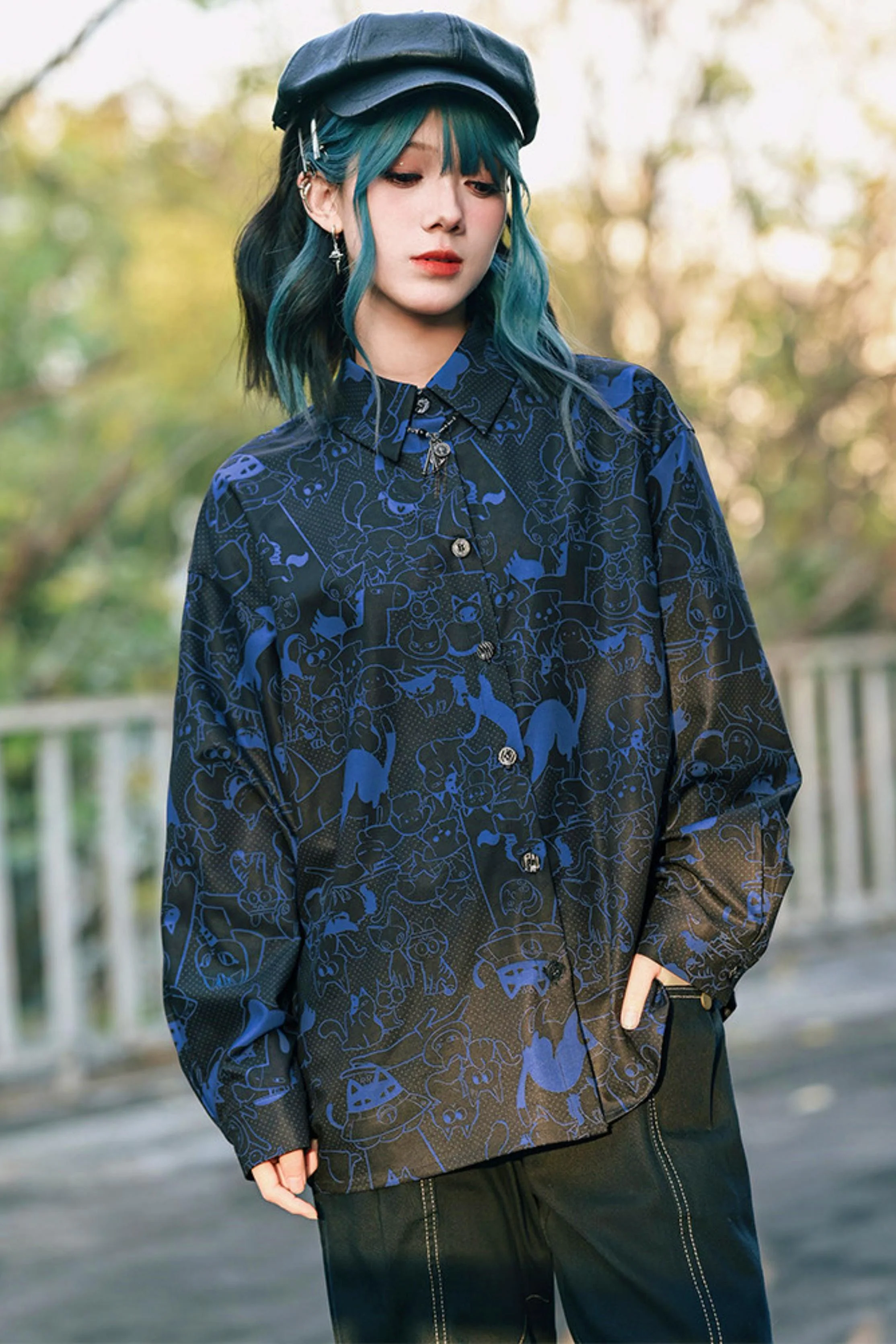 Stellar Meow Full Print Blouse - Image 17