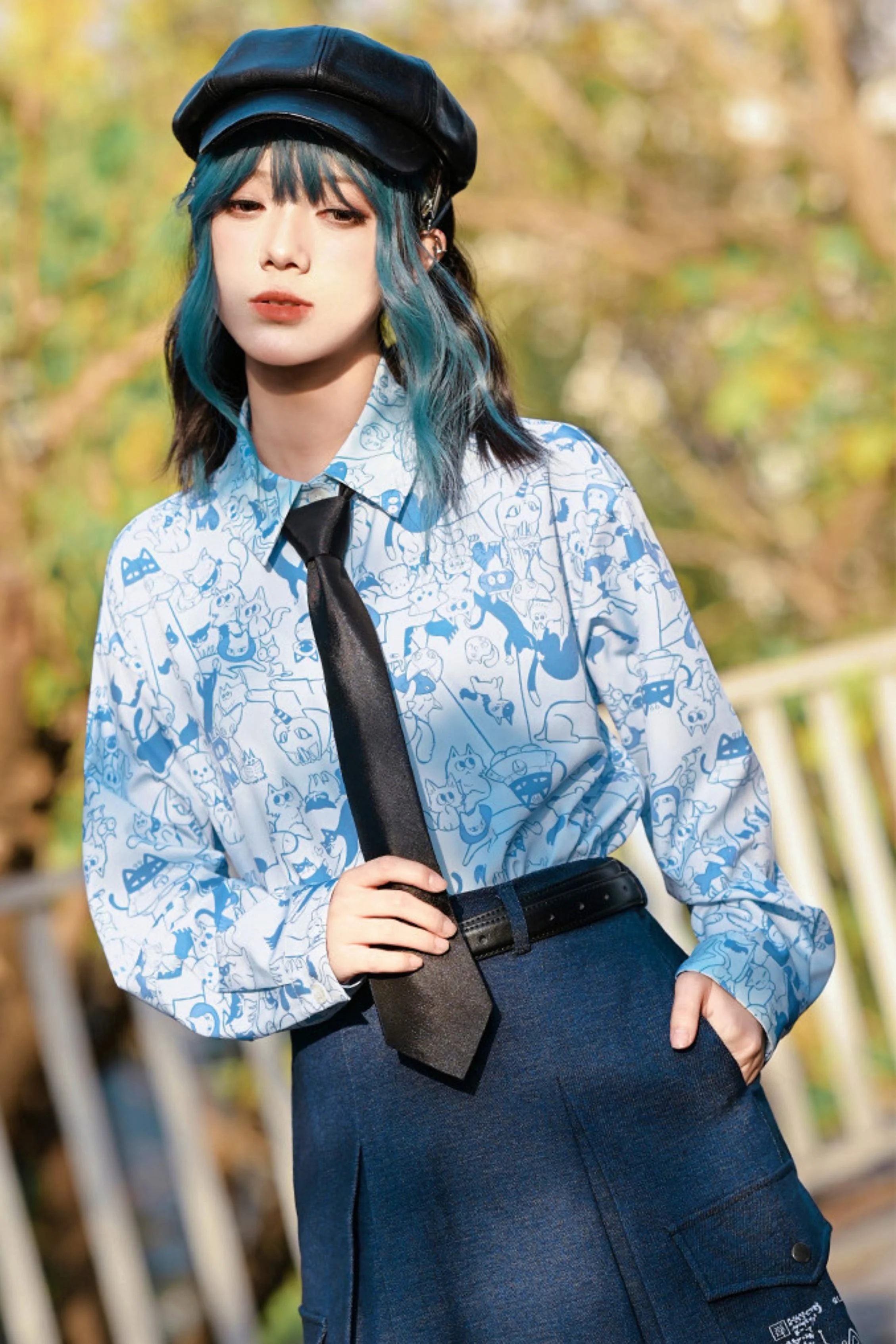 Stellar Meow Full Print Blouse - Image 9