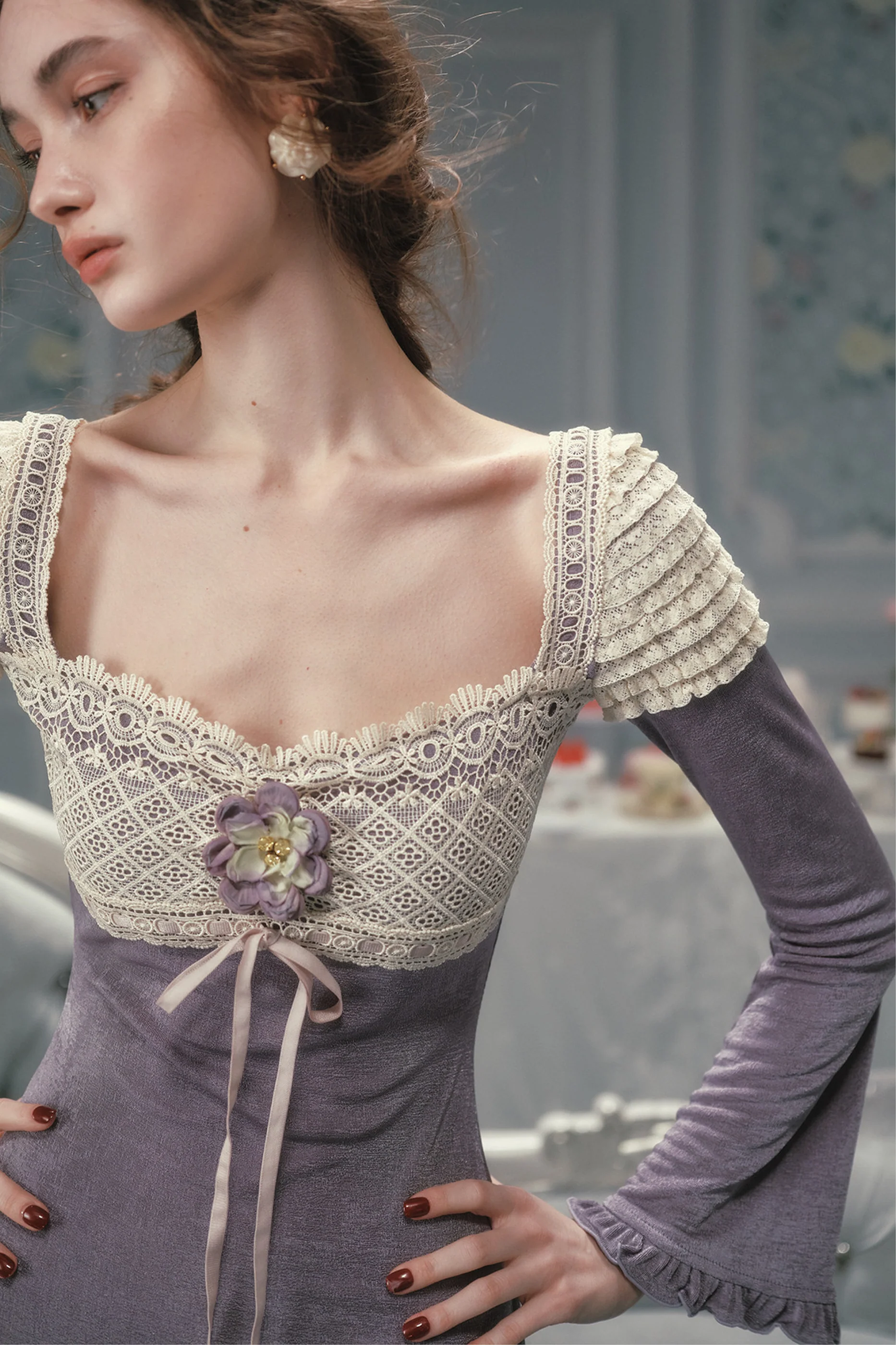 Slim Lace Long Dress - Image 11