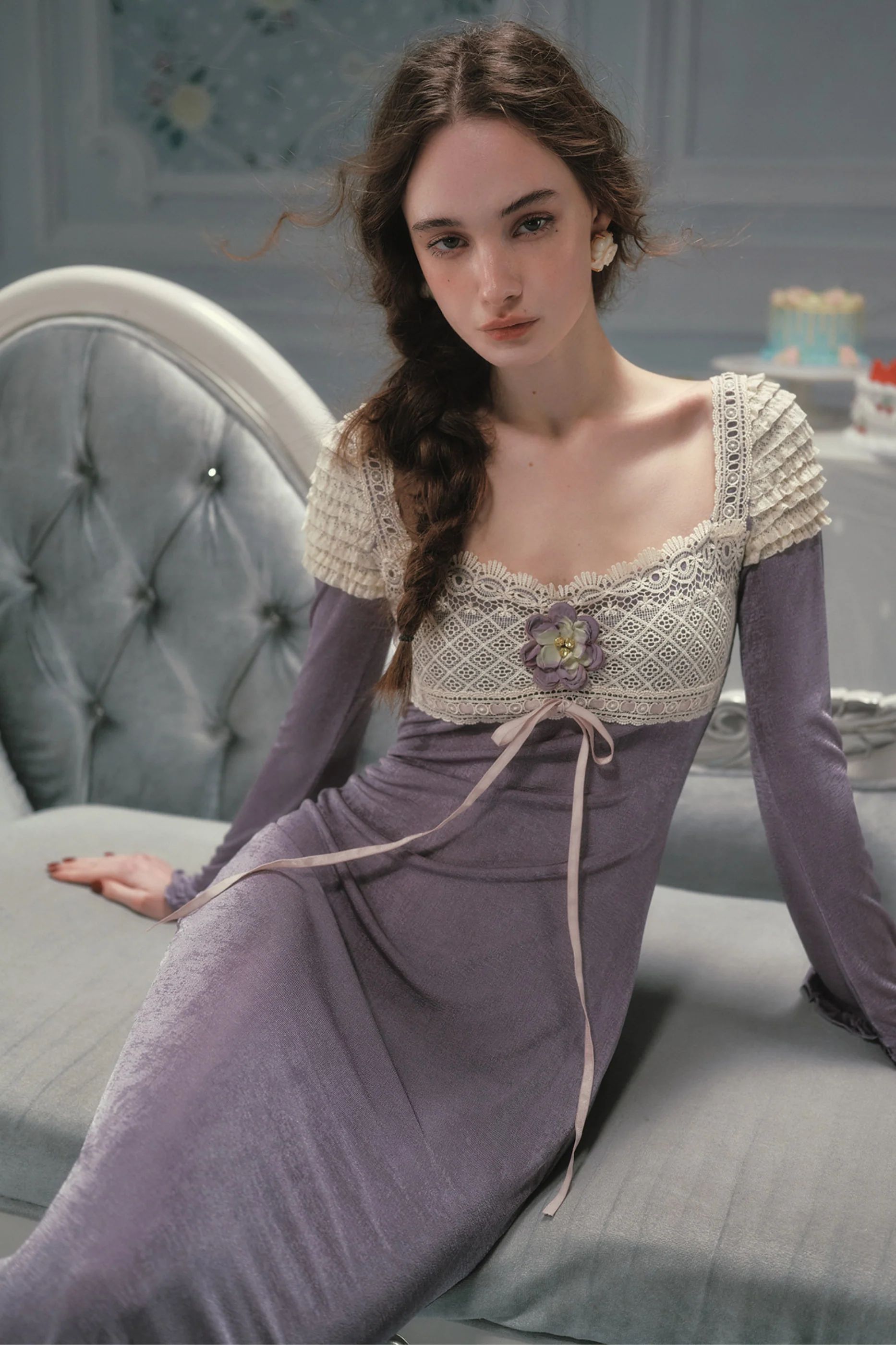 Slim Lace Long Dress - Image 6