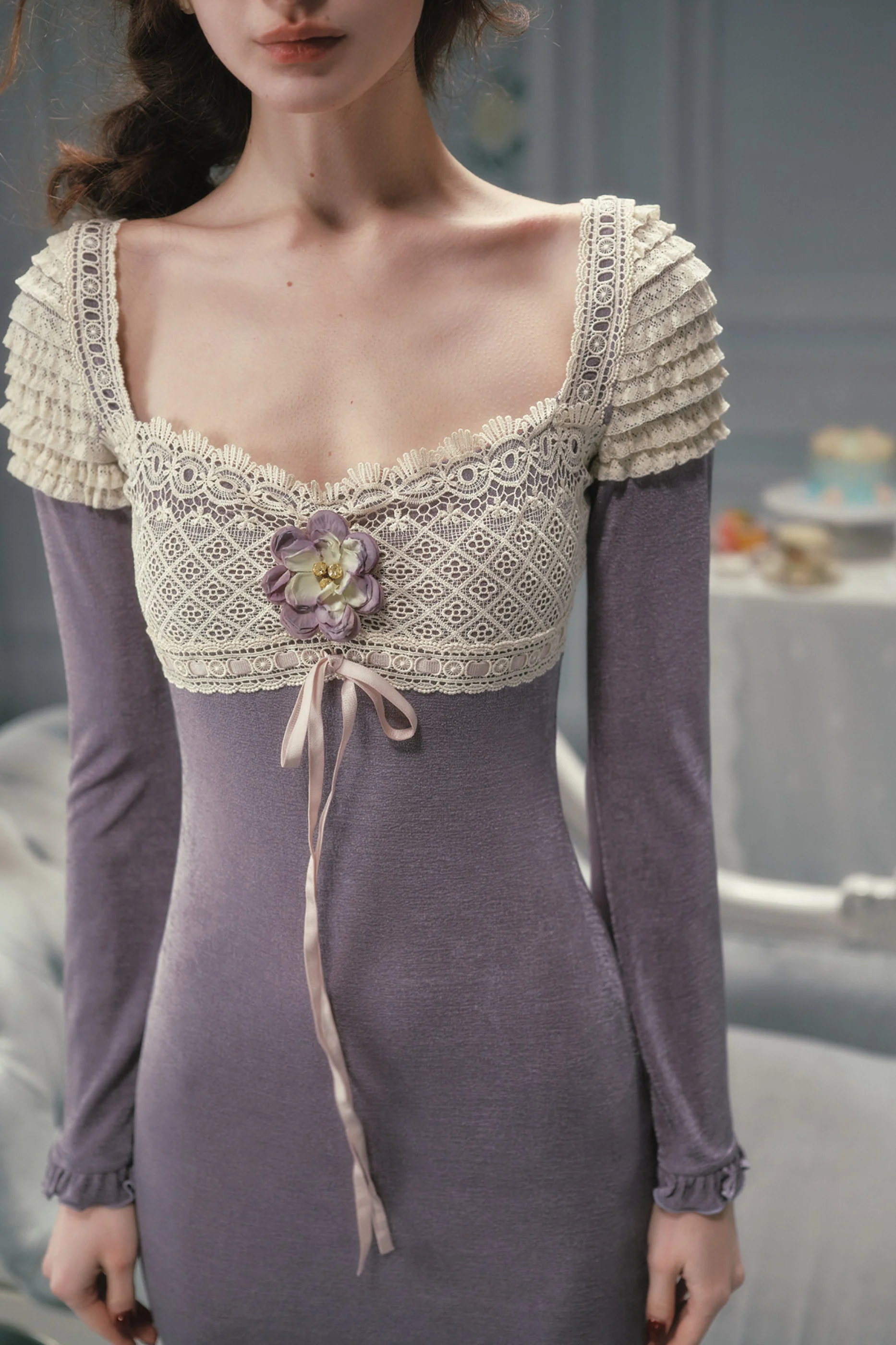 Slim Lace Long Dress - Image 7