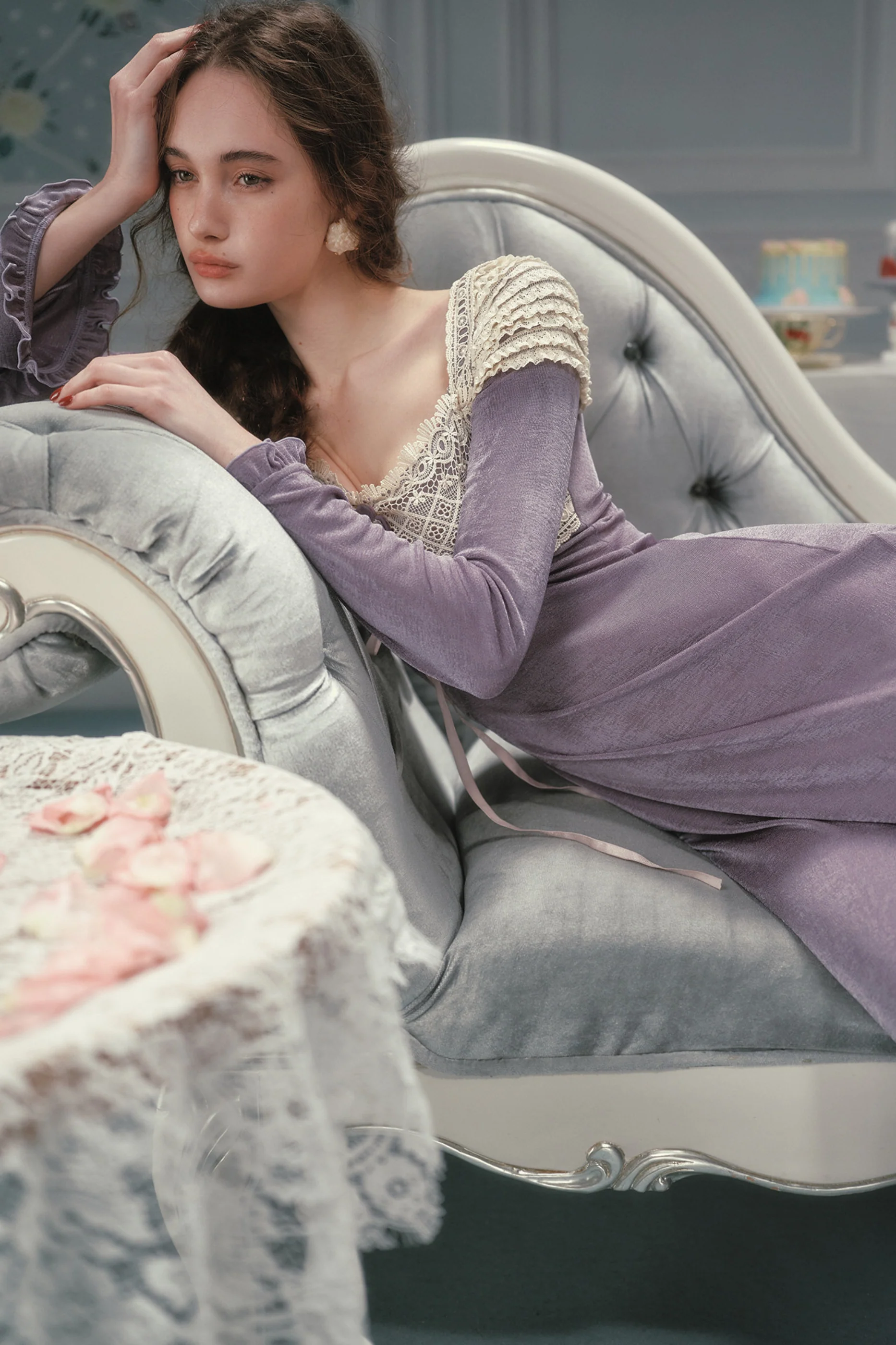 Slim Lace Long Dress - Image 8