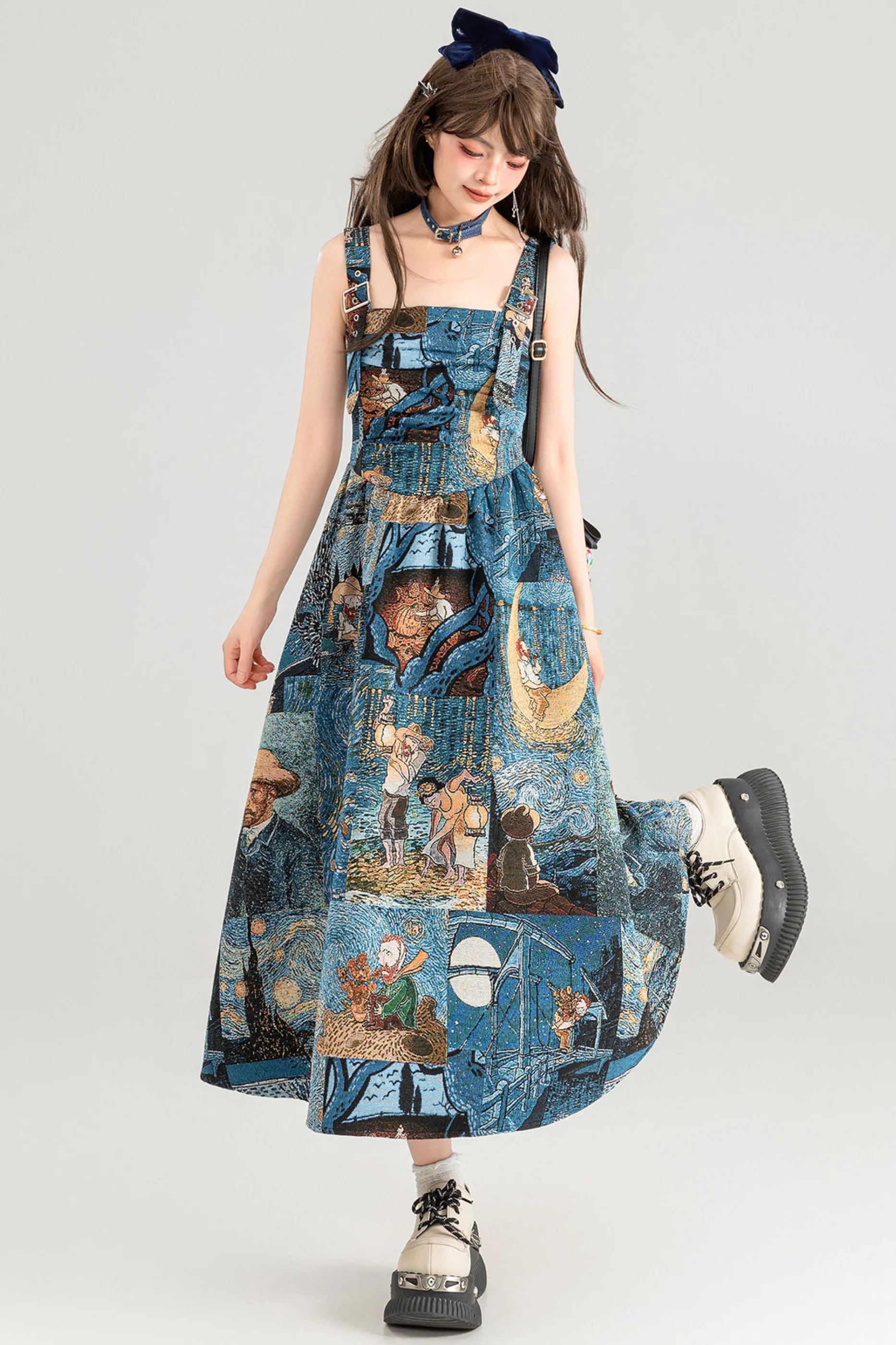 Jacquard Antique Painting Dress + Shirt - Image 11