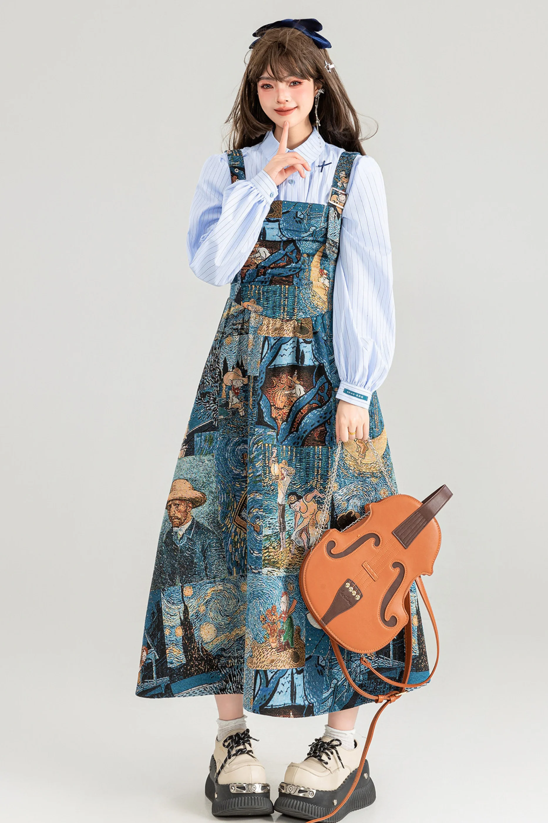 Jacquard Antique Painting Dress + Shirt - Image 12