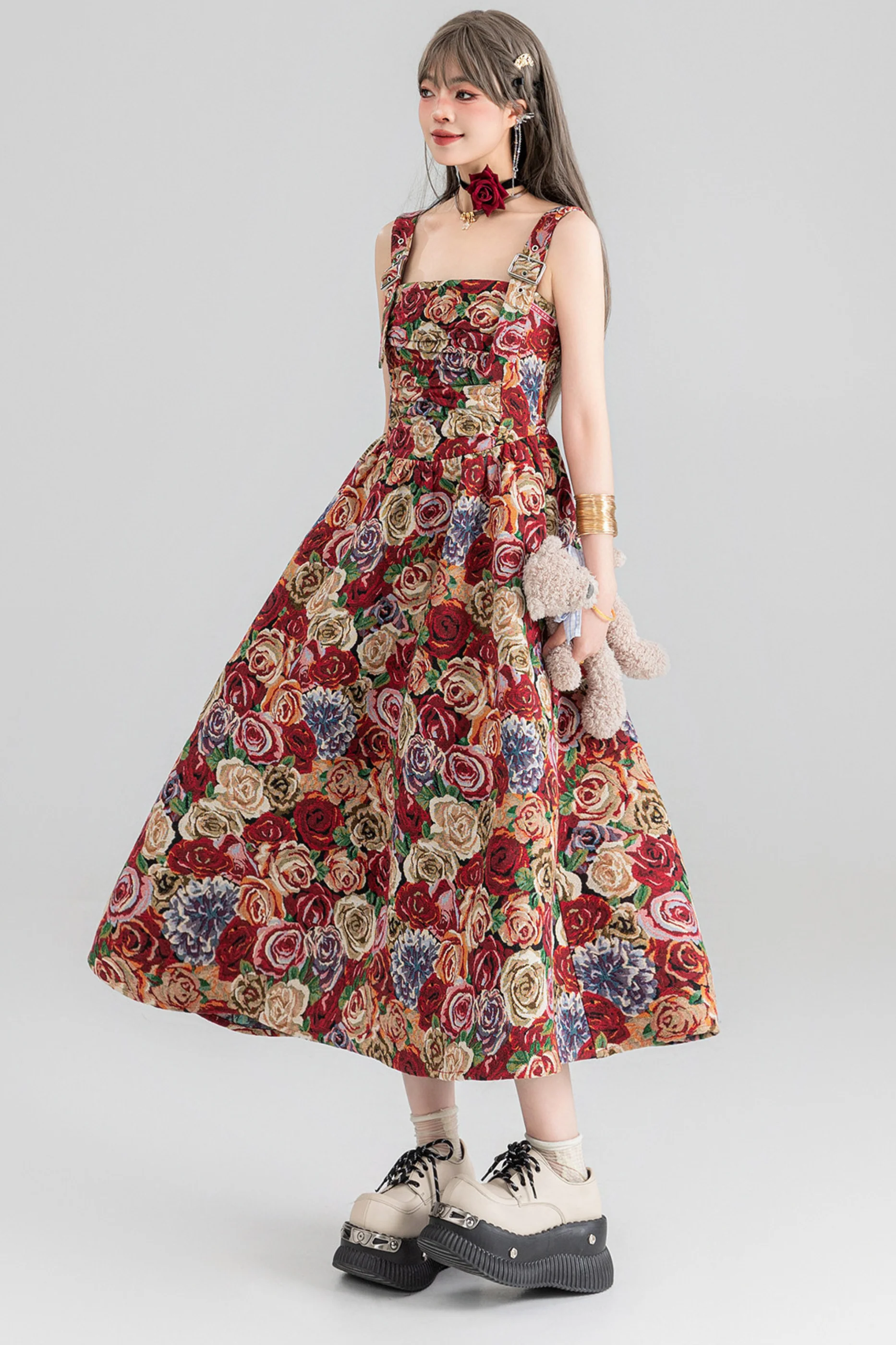 Jacquard Antique Painting Dress + Shirt - Image 17