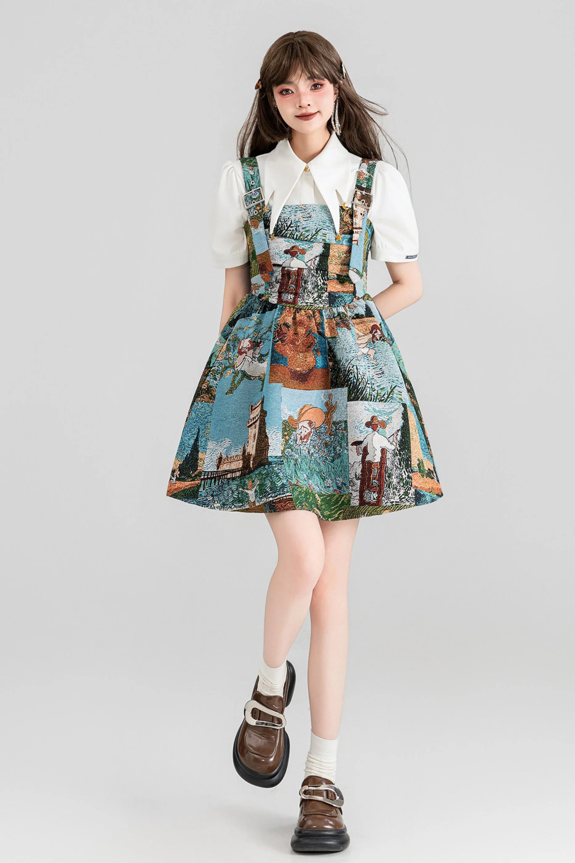 Jacquard Antique Painting Dress + Shirt - Image 5
