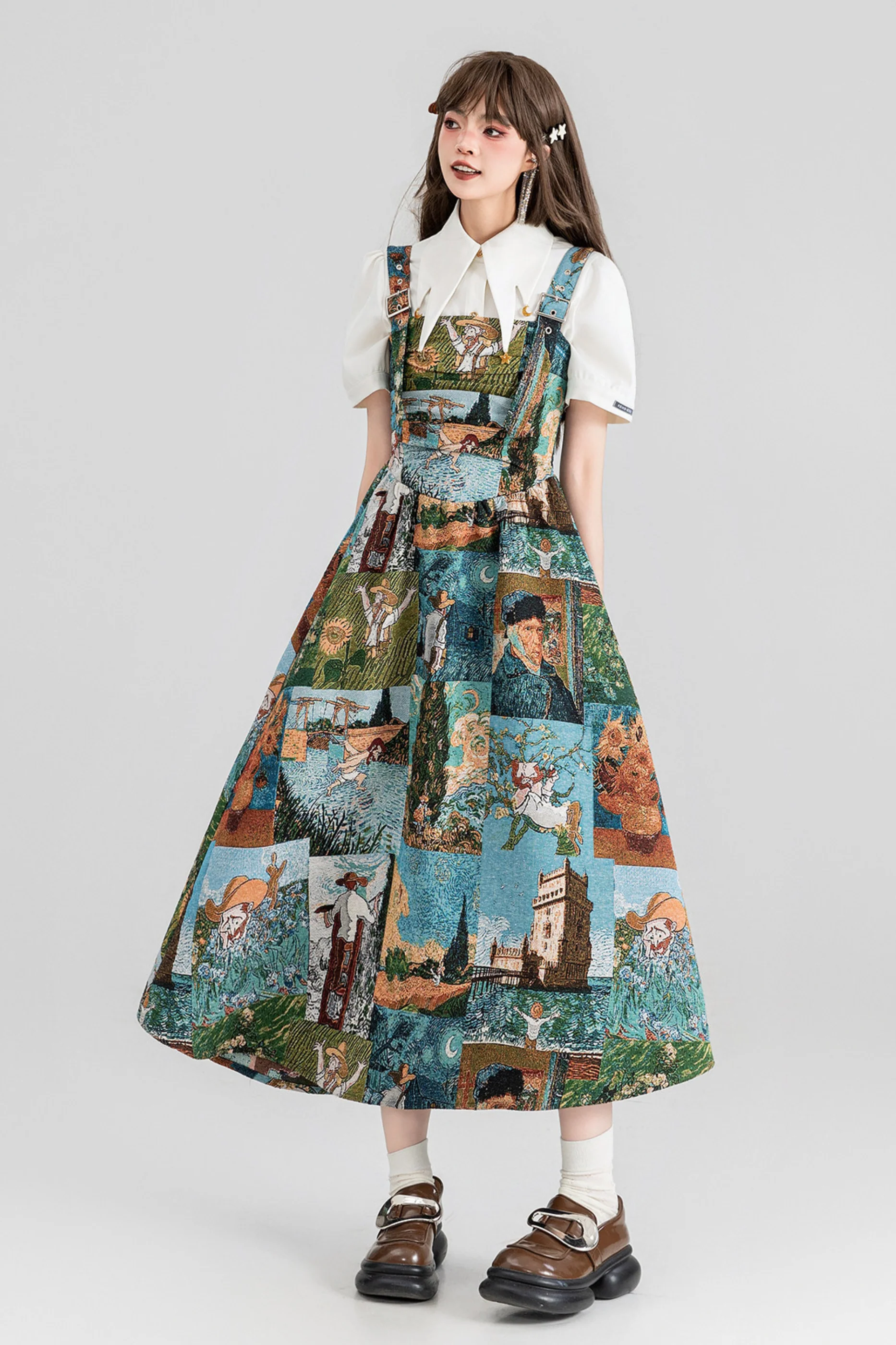 Jacquard Antique Painting Dress + Shirt - Image 7