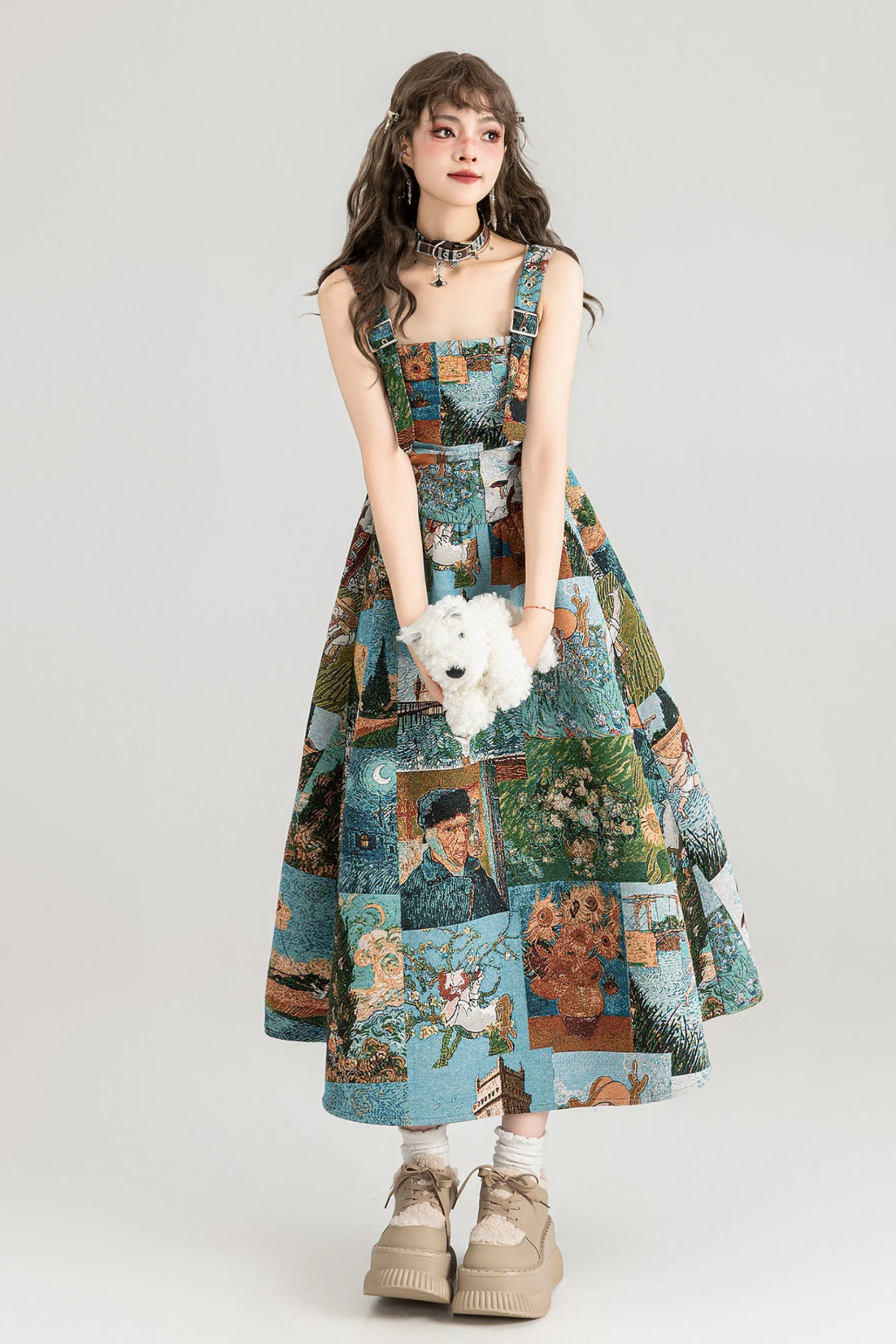 Jacquard Antique Painting Dress + Shirt - Image 8