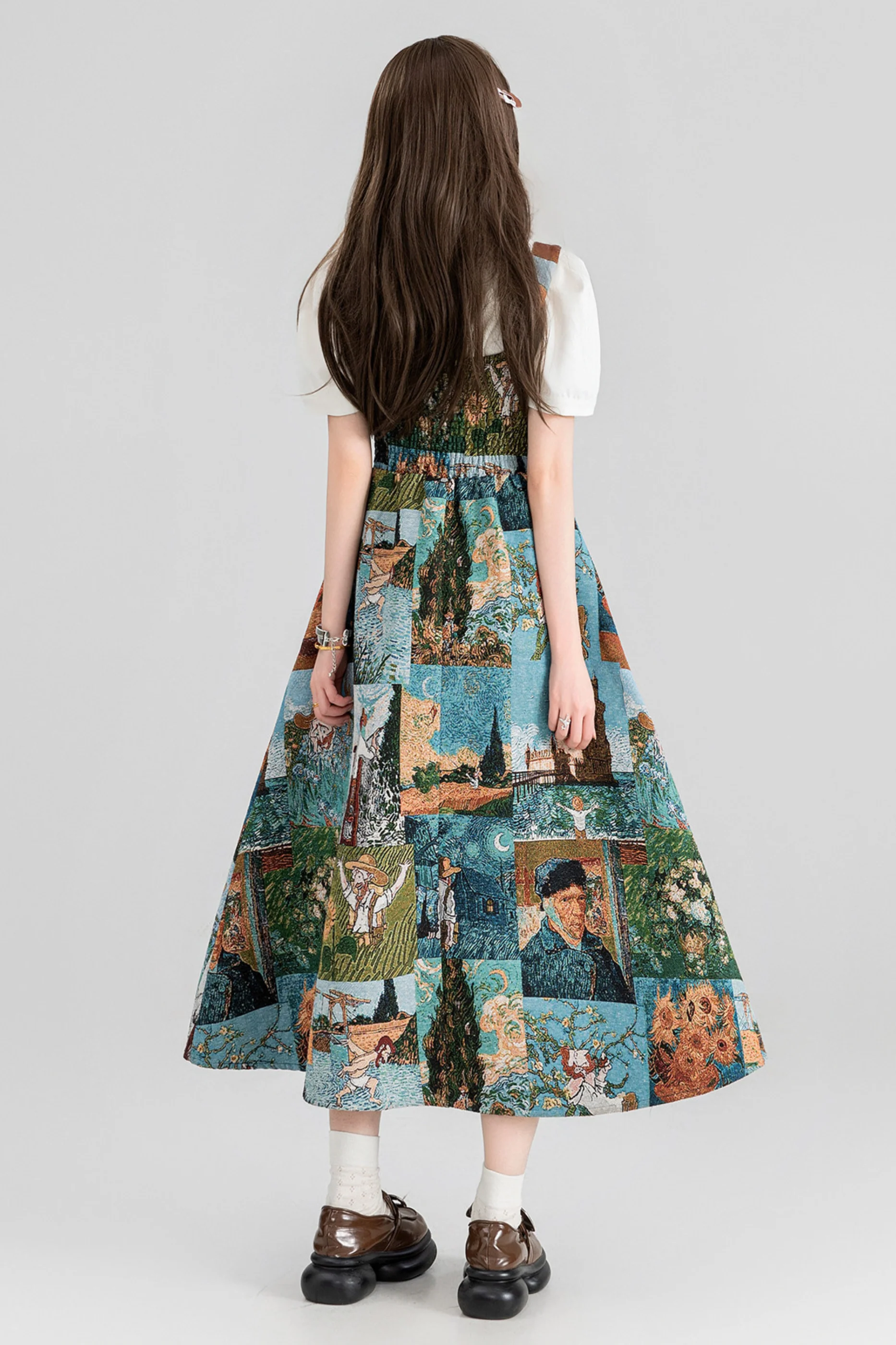Jacquard Antique Painting Dress + Shirt - Image 9