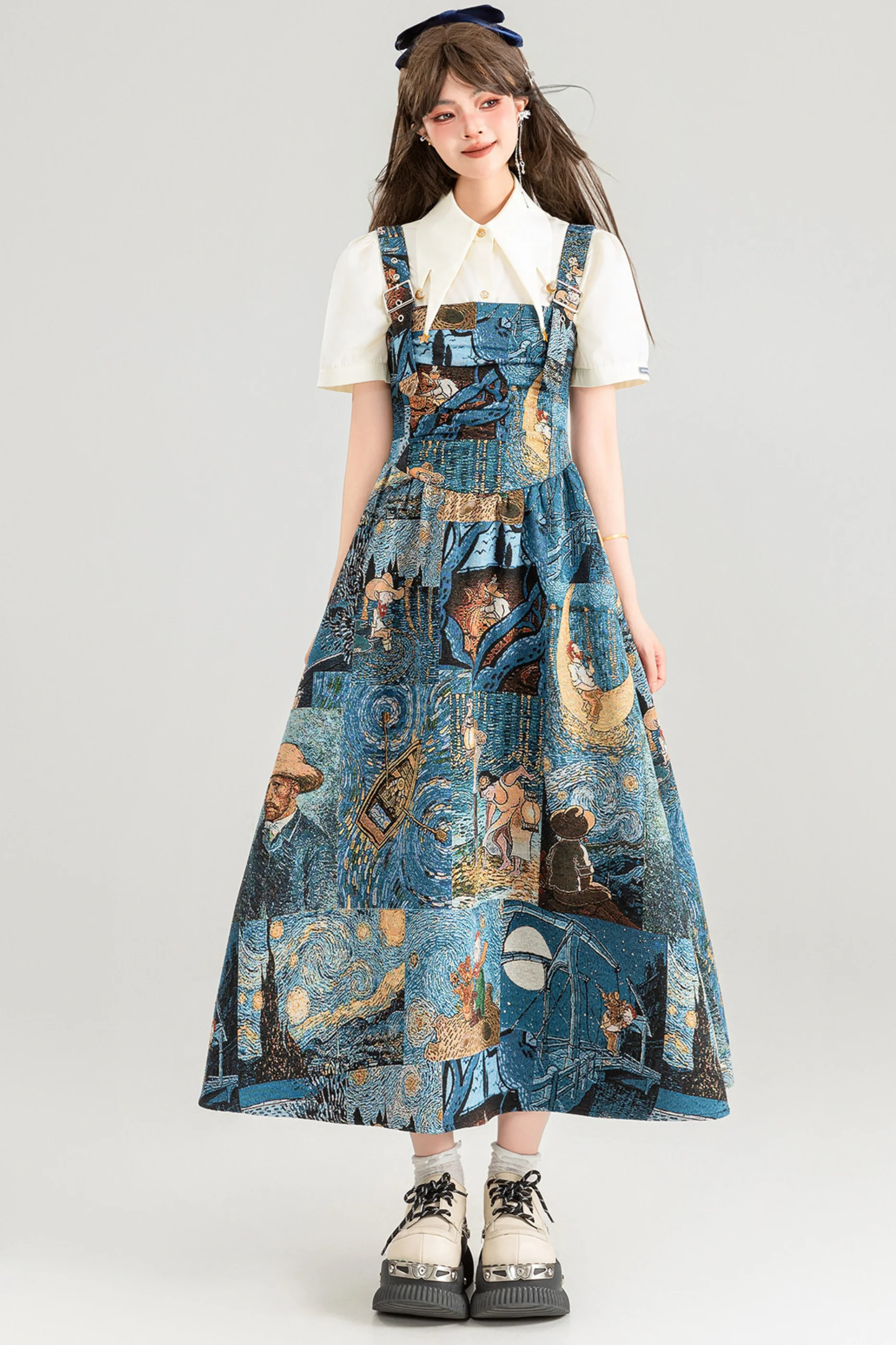 Jacquard Antique Painting Dress + Shirt - Image 10