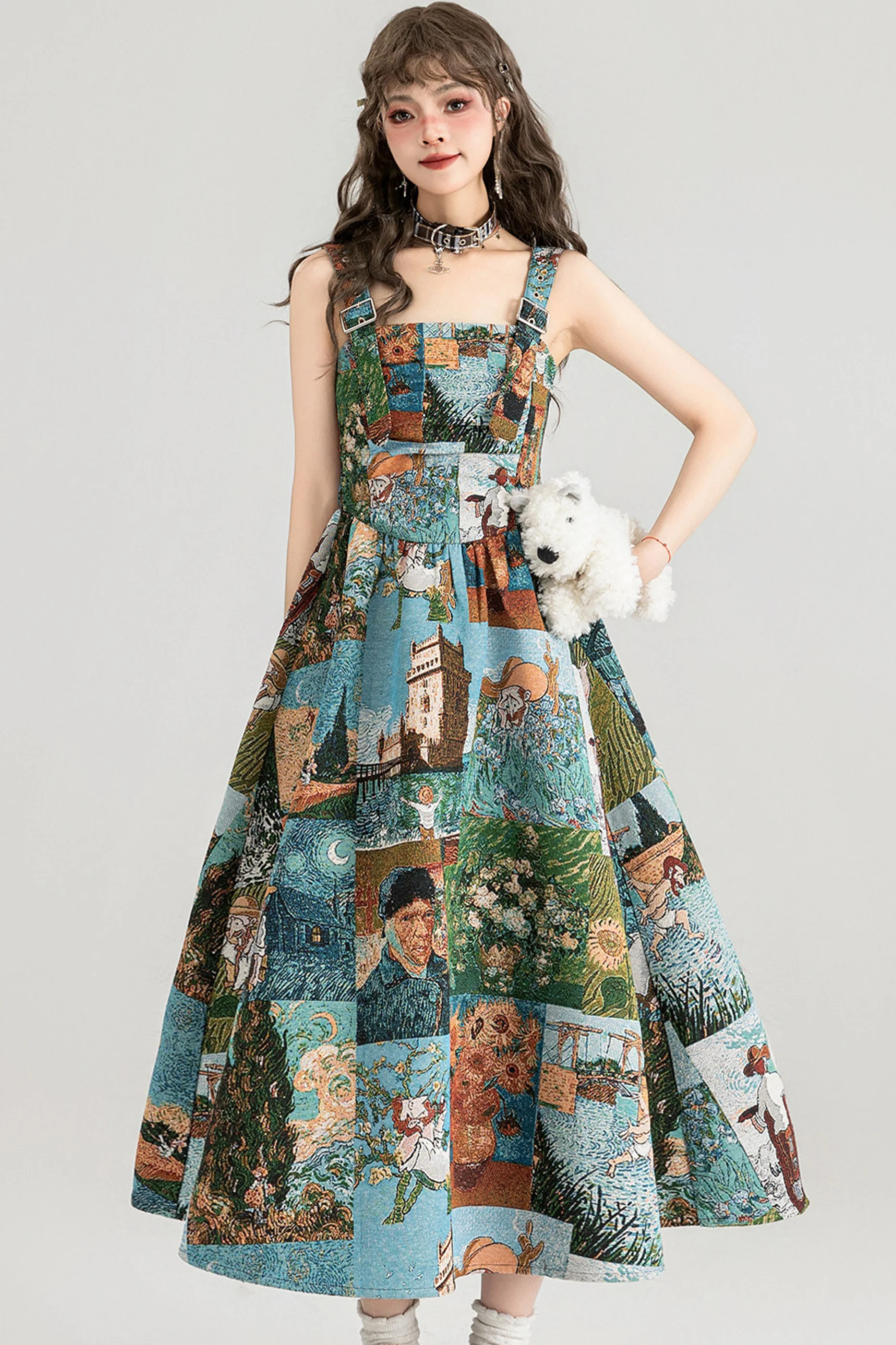 Jacquard Antique Painting Dress + Shirt - Image 21