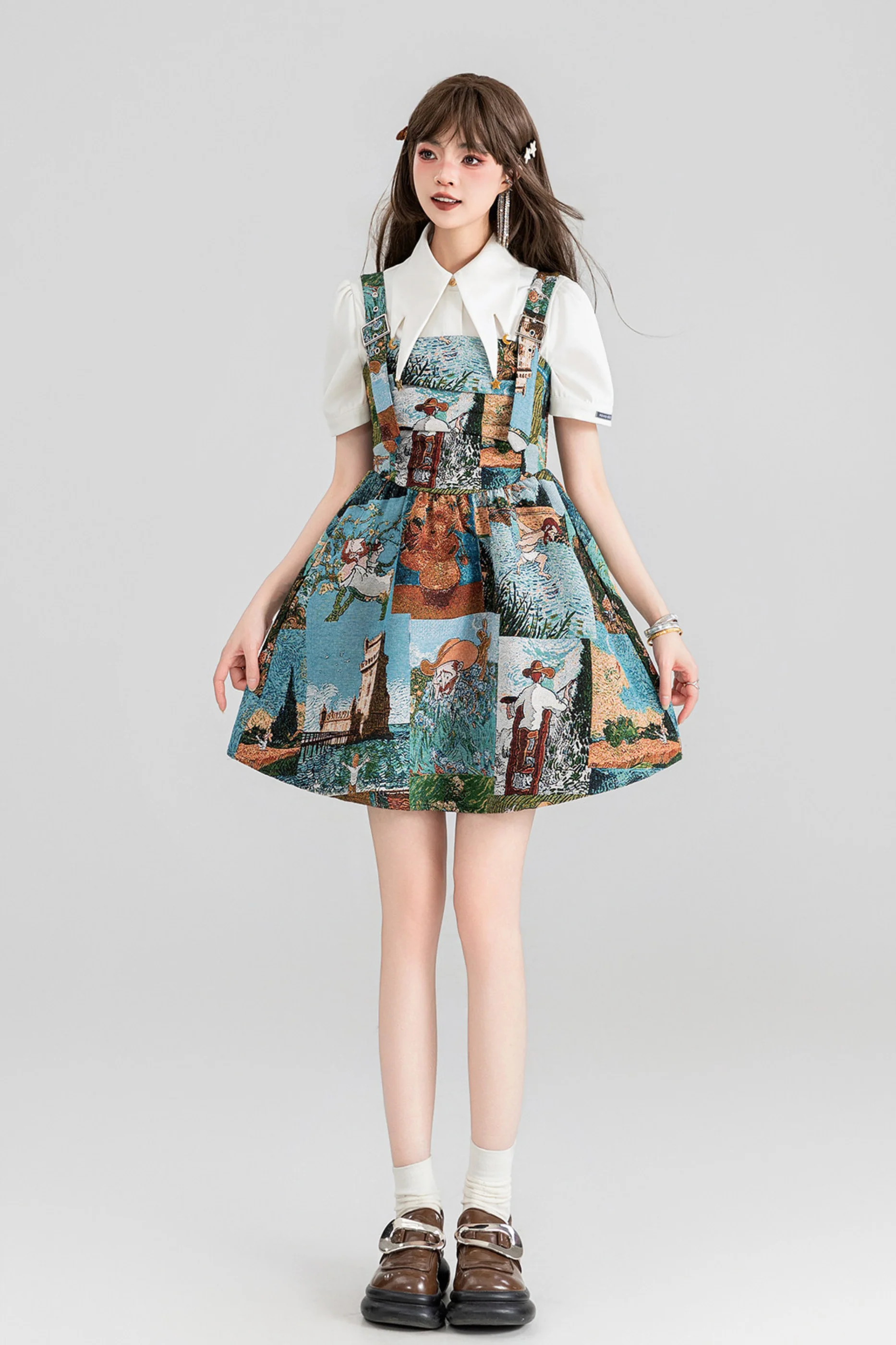 Jacquard Antique Painting Dress + Shirt - Image 3