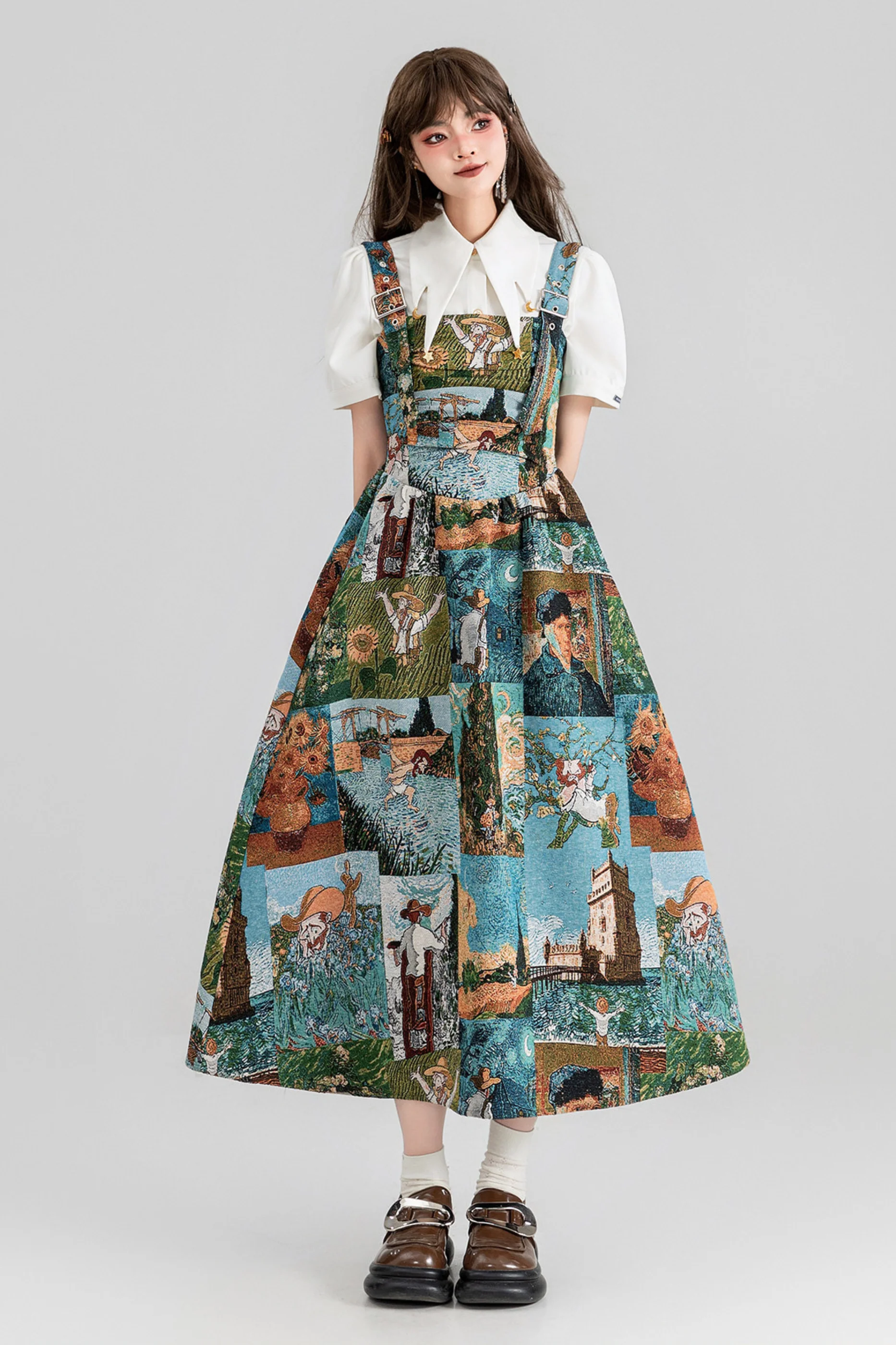 Jacquard Antique Painting Dress + Shirt - Image 6