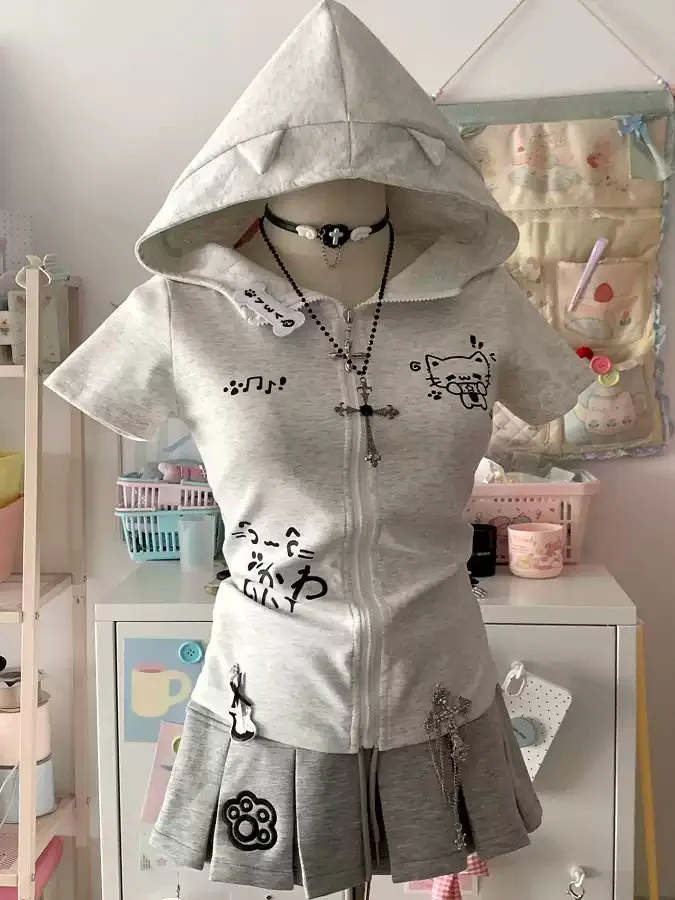 Japanese cat ears hooded jacket - Image 4