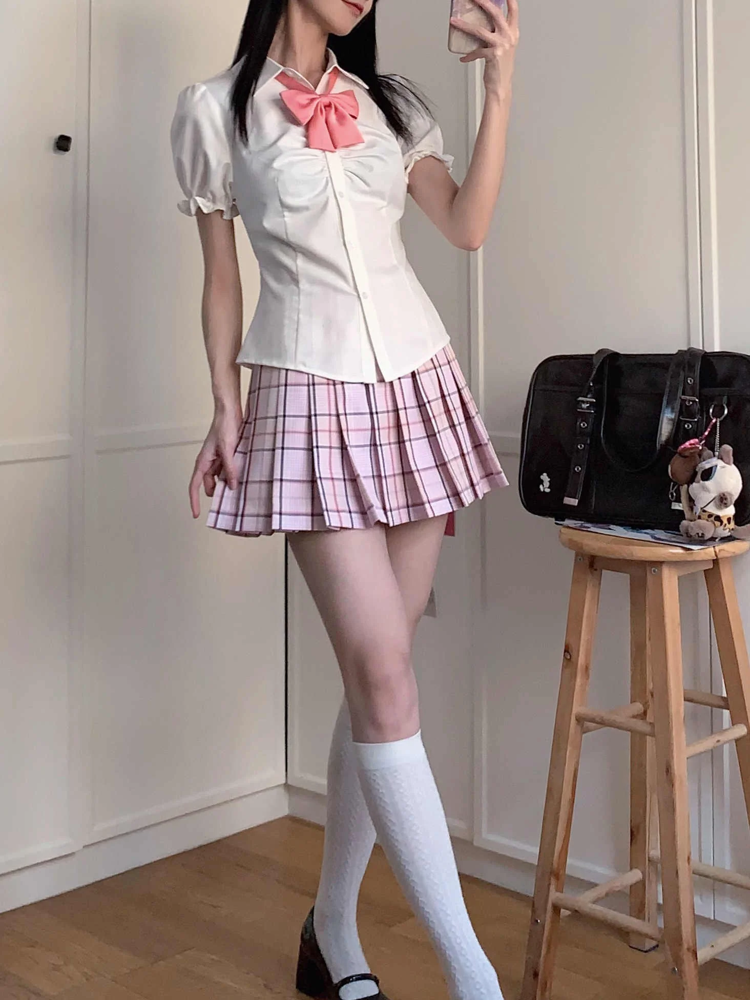 JK A-line Plaid Skirt - Image 4