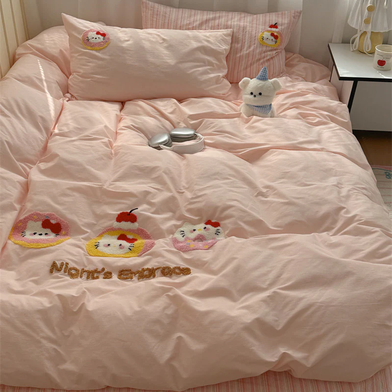 Katie Cake Cute Washed Cotton Sheets Four-piece Set - Image 2