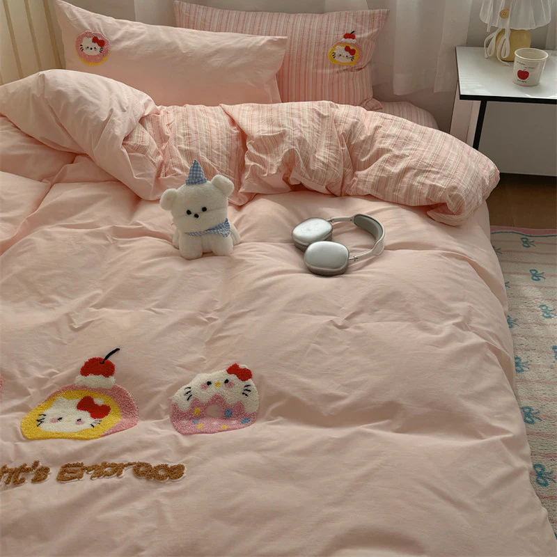 Katie Cake Cute Washed Cotton Sheets Four-piece Set - Image 3
