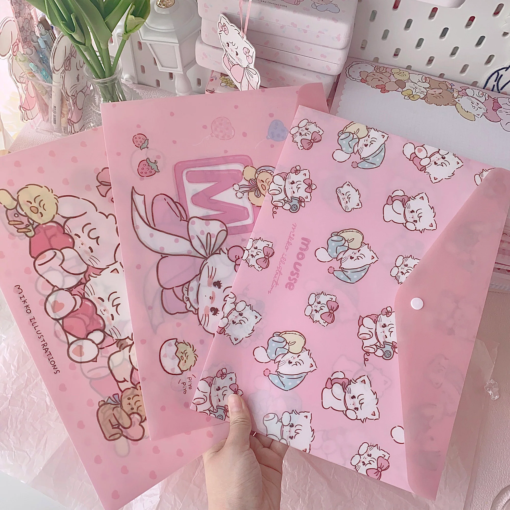 kawaii A4 snap button document bag - Image 3