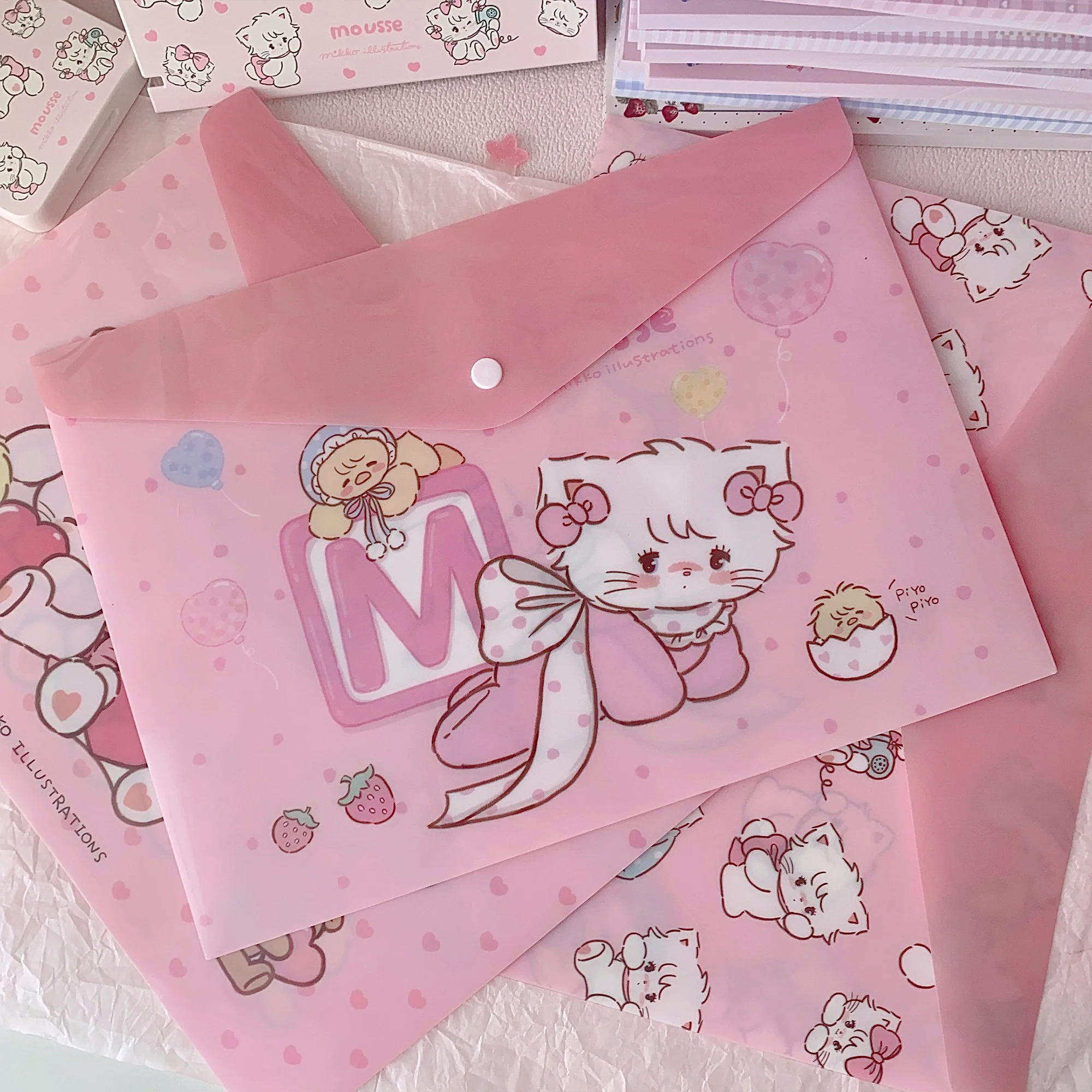 kawaii A4 snap button document bag - Image 4