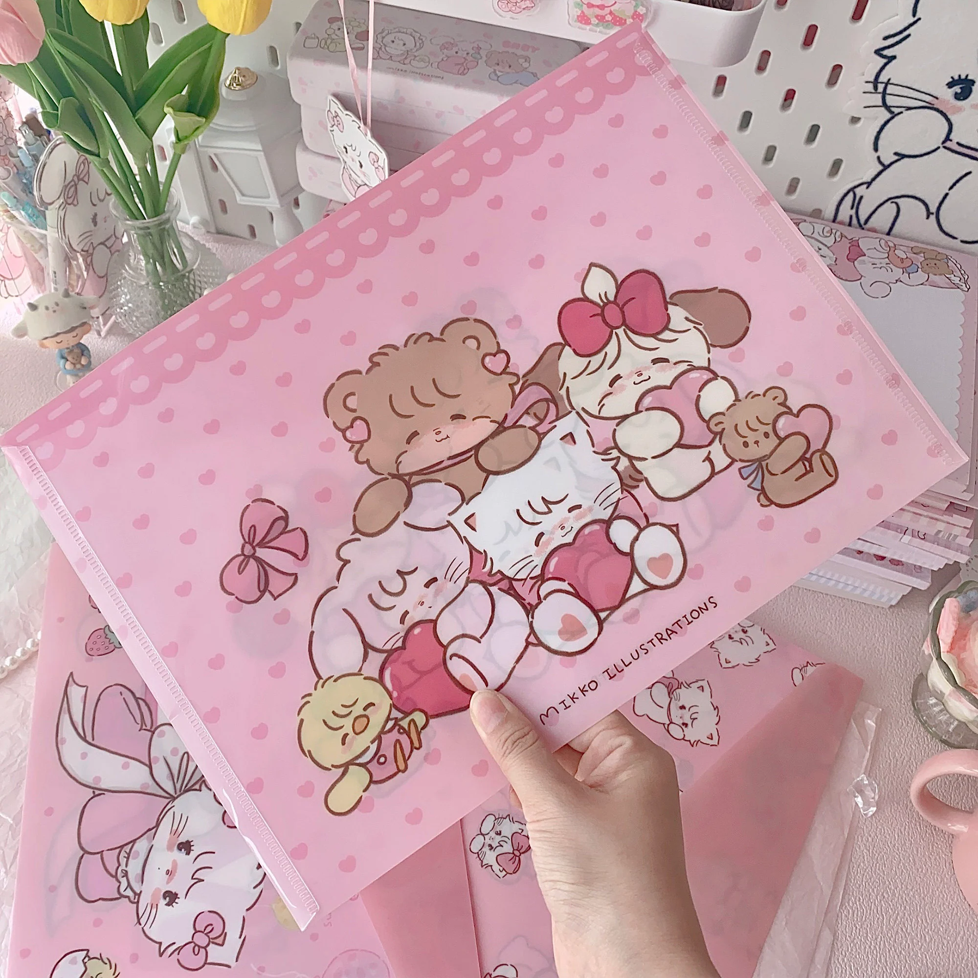 kawaii A4 snap button document bag - Image 5