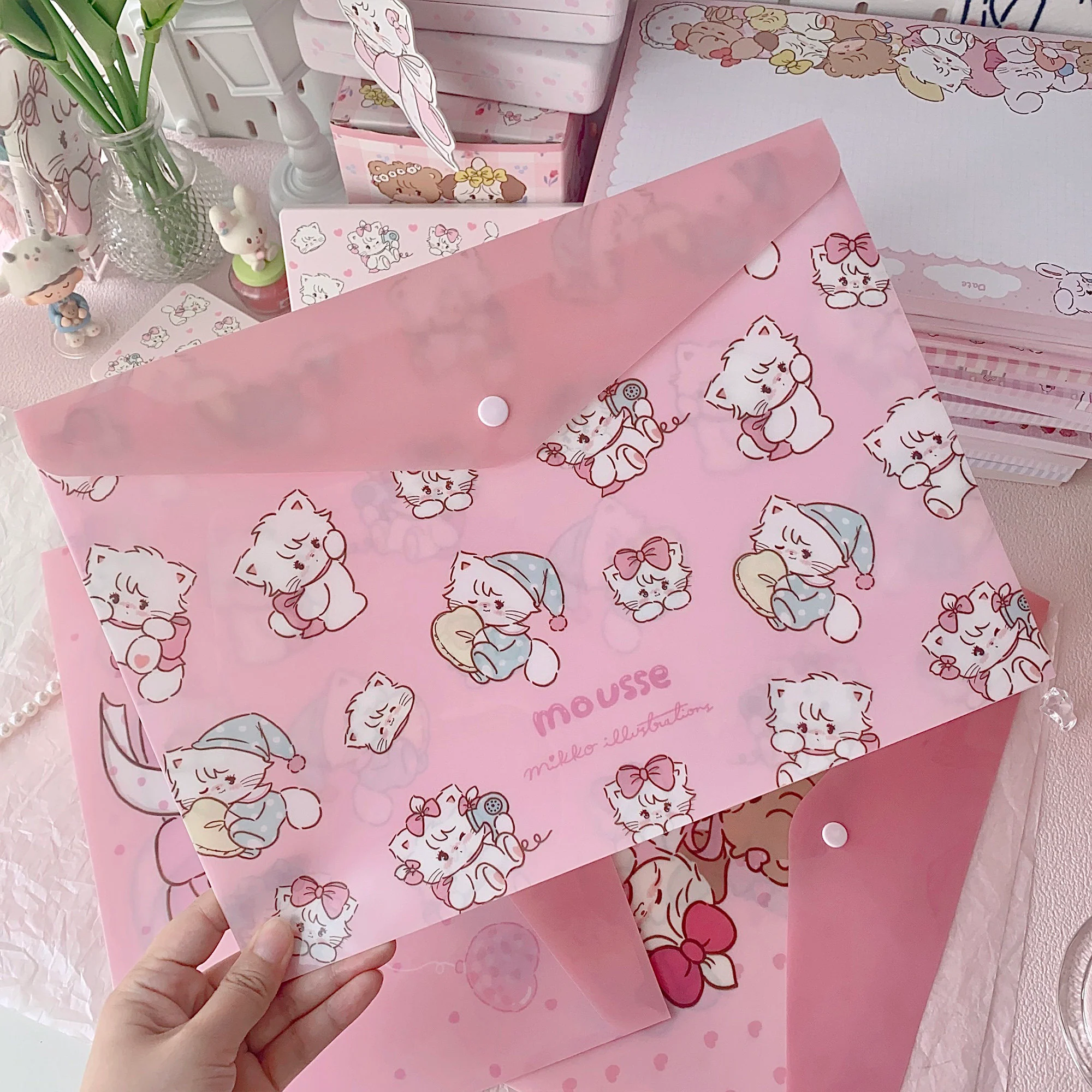 kawaii A4 snap button document bag - Image 6