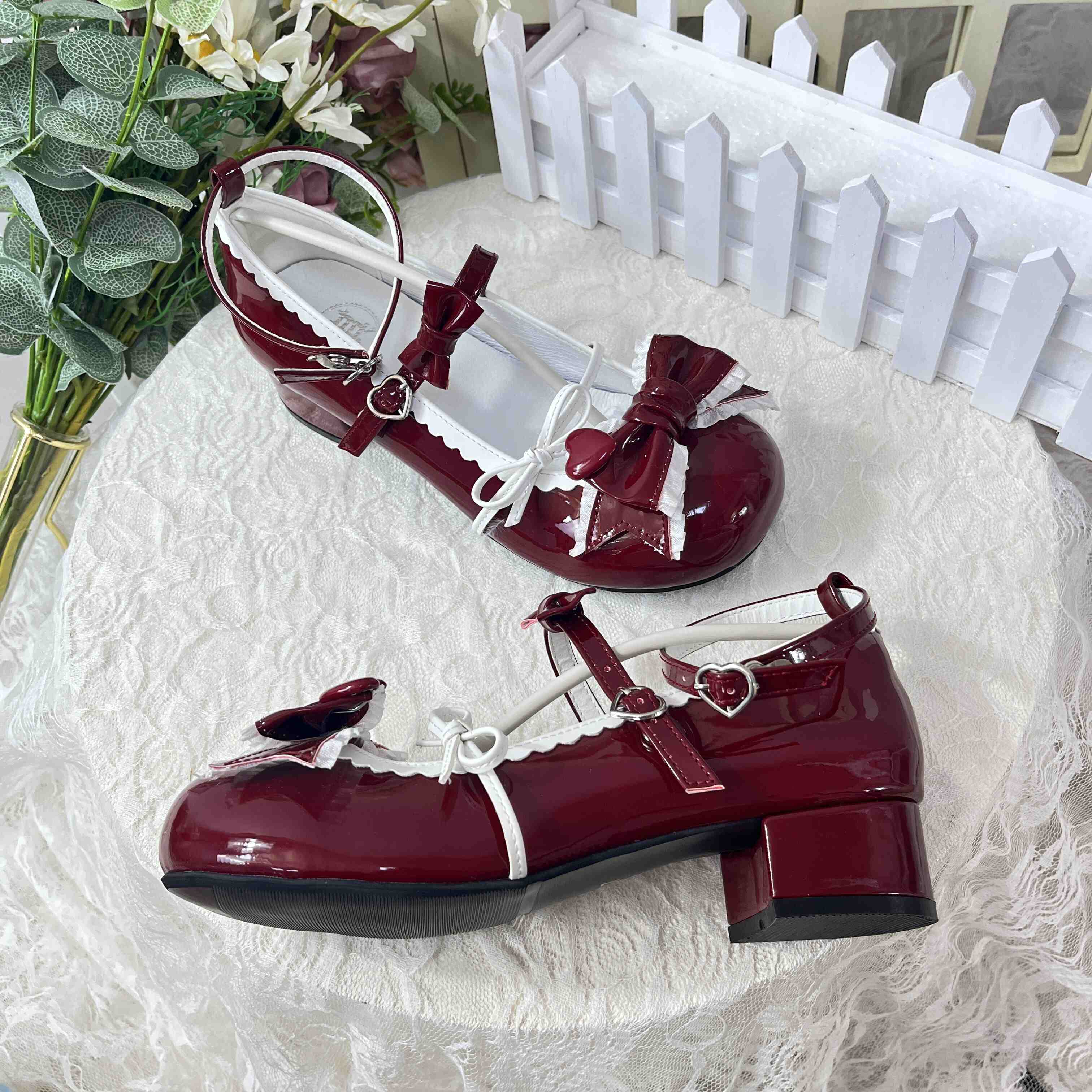 Kawaii Bow Round Toe Leather Shoes - Image 9